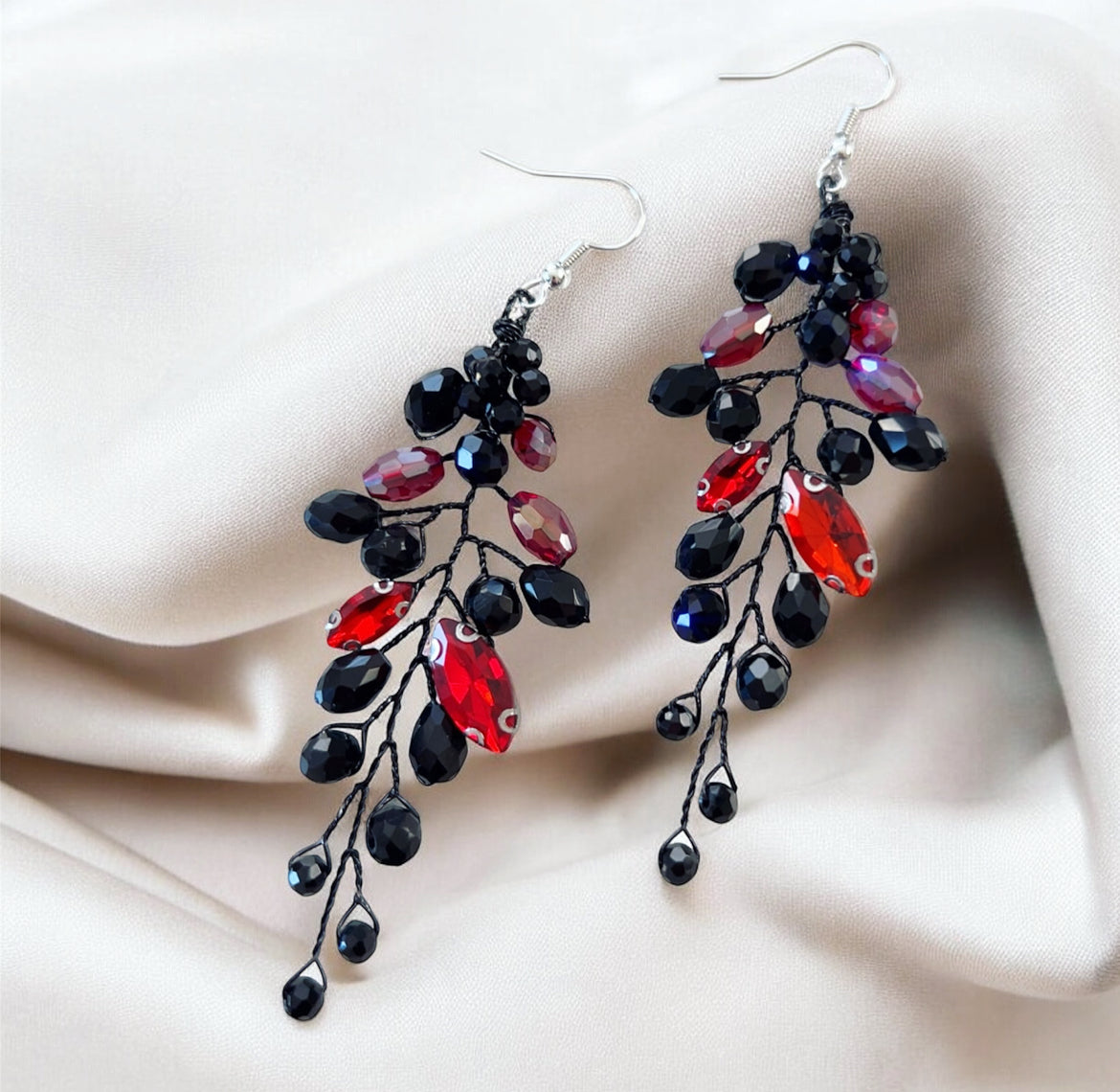 Black and Red Crystal Earrings