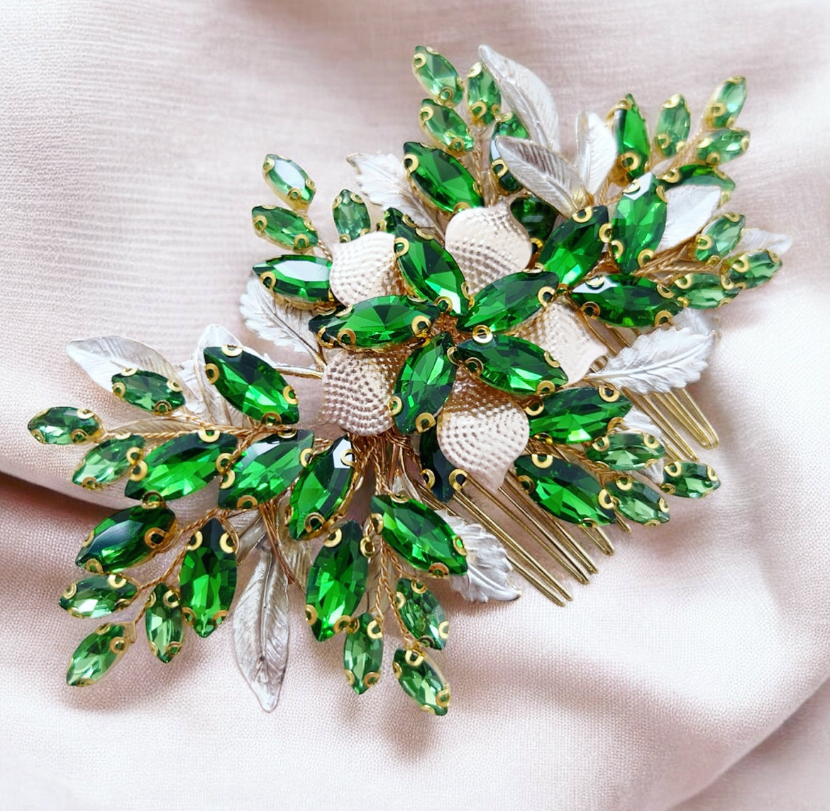 Green and Gold Hair Comb