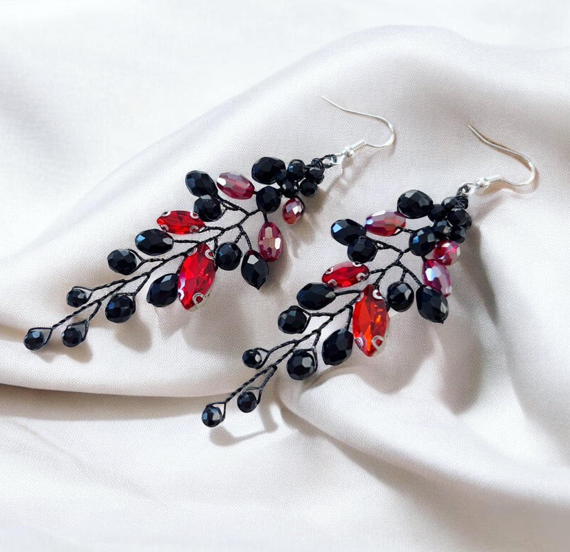Black and Red Crystal Earrings