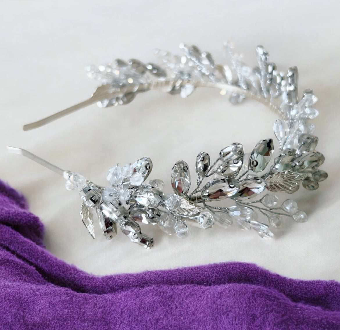 Silver Leaf Bridal Headband