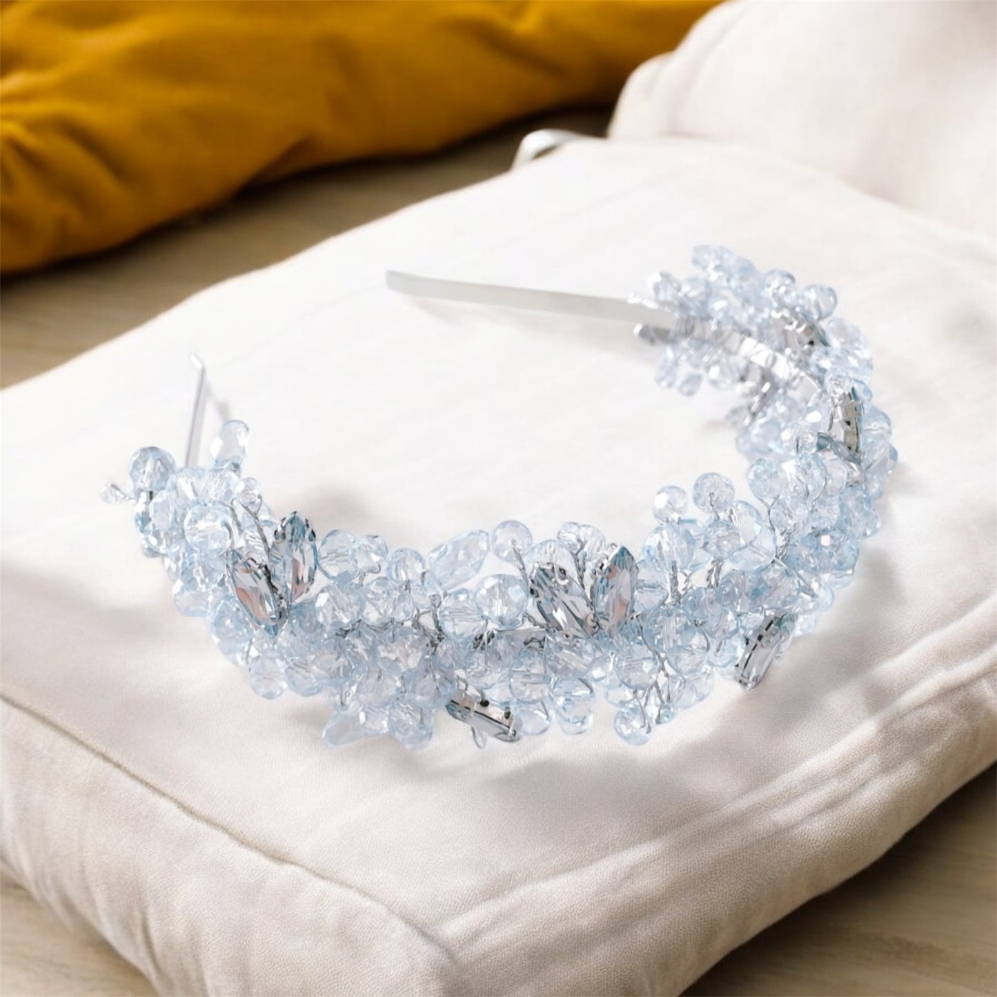 Pale blue crystal headband