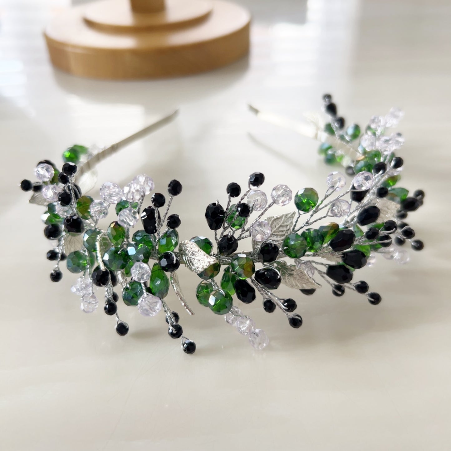 Green and Black Crystal Headband