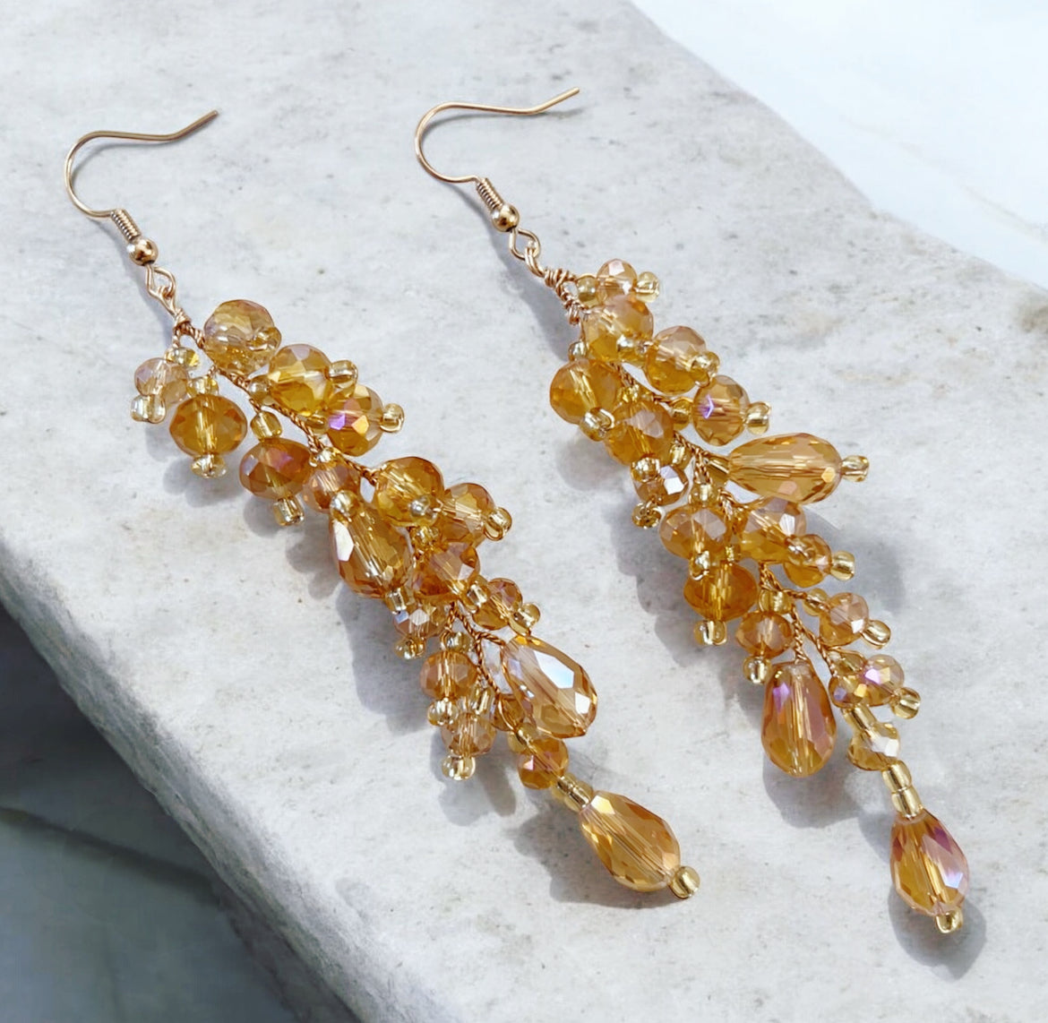 Champagne Gold Crystal Earrings
