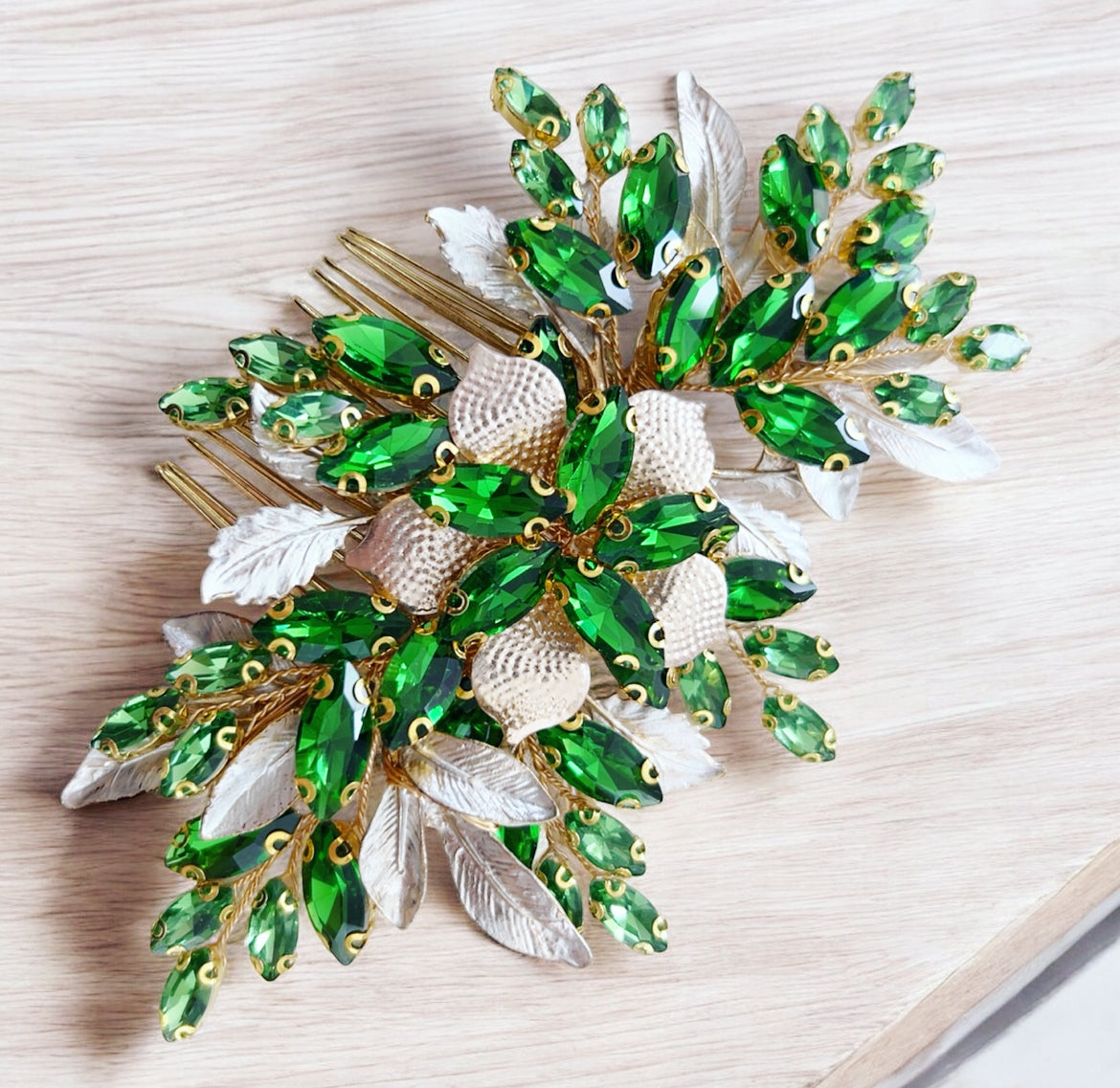 Green and Gold Hair Comb