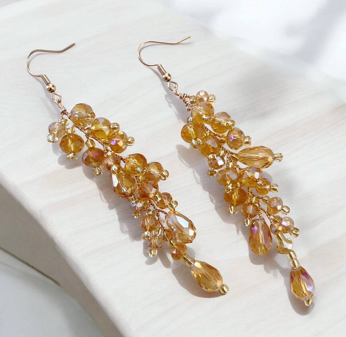 Champagne Gold Crystal Earrings