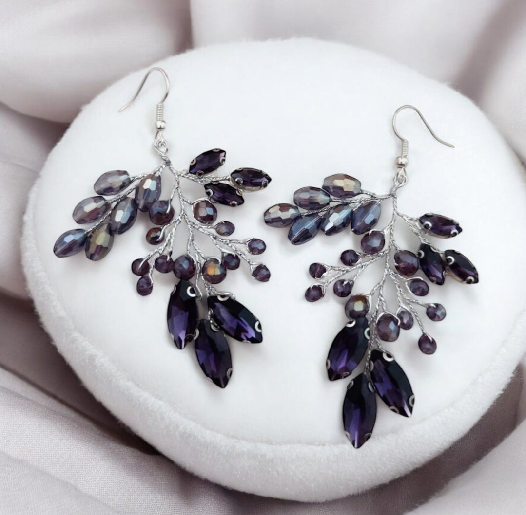 Purple statement earrings