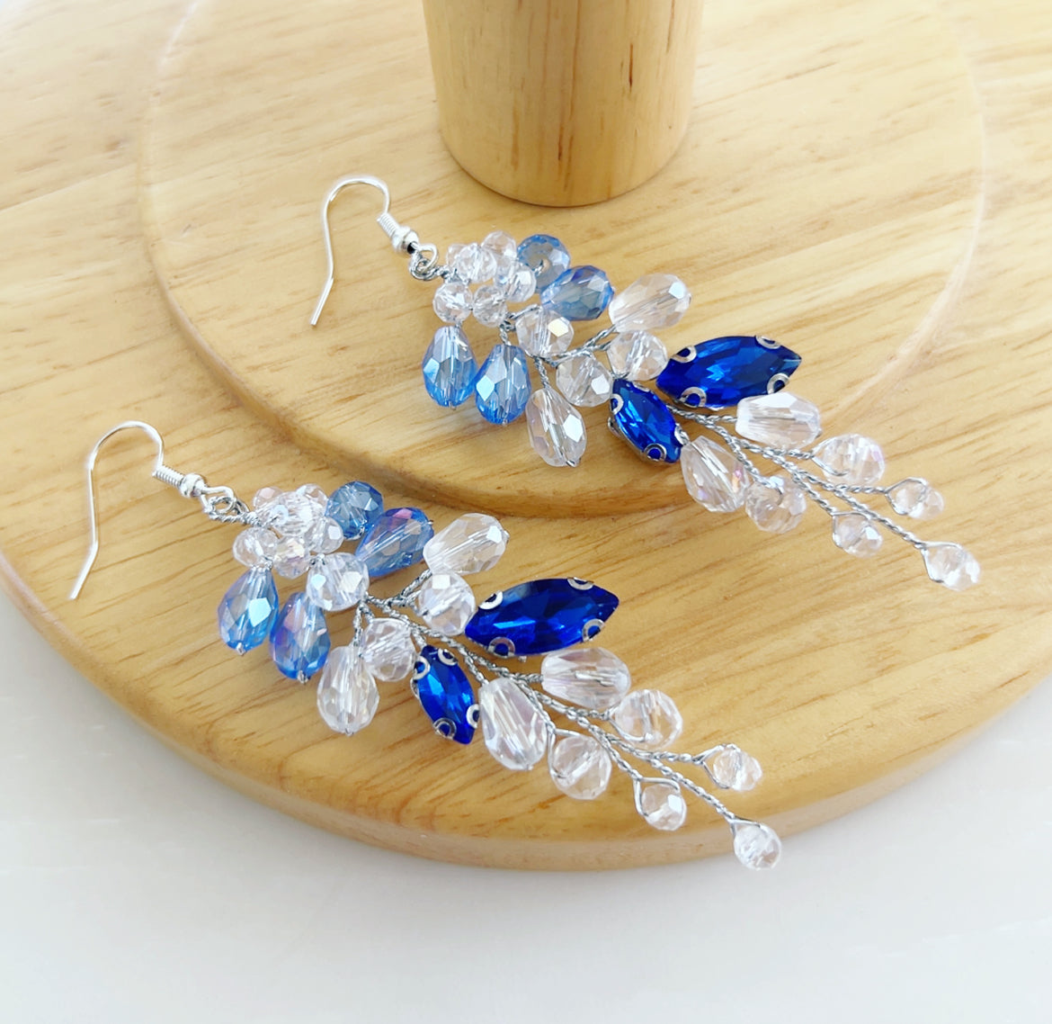 Blue and Clear Crystal Earrings