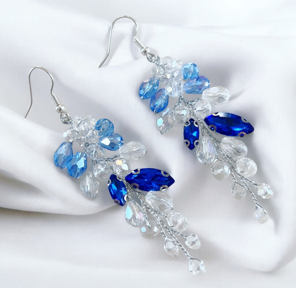Blue and Clear Crystal Earrings