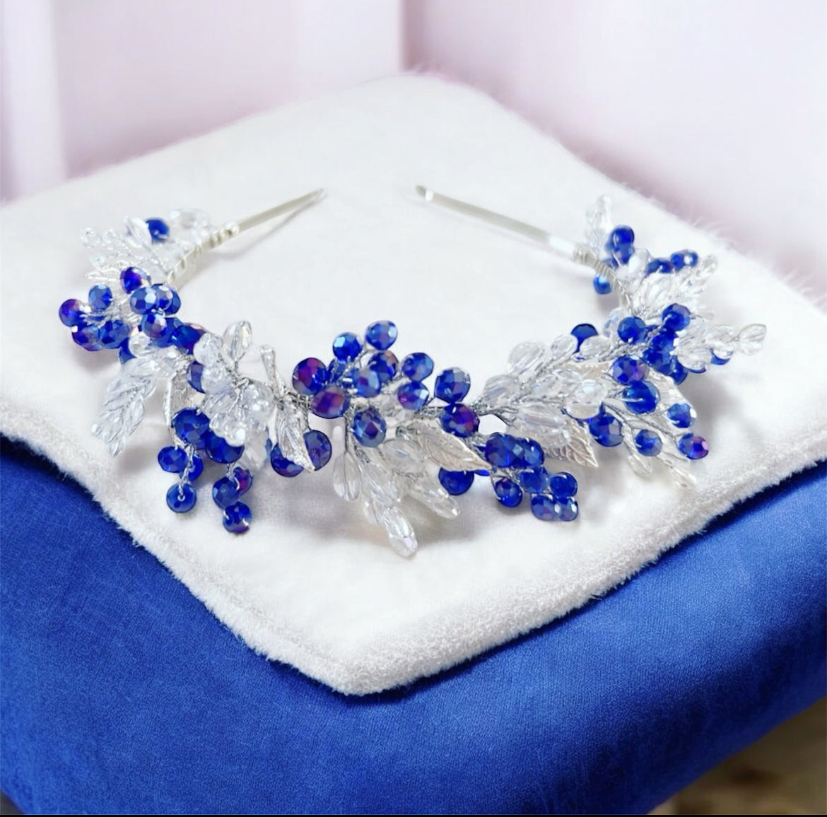 Royal blue bridal and occasion headpiece