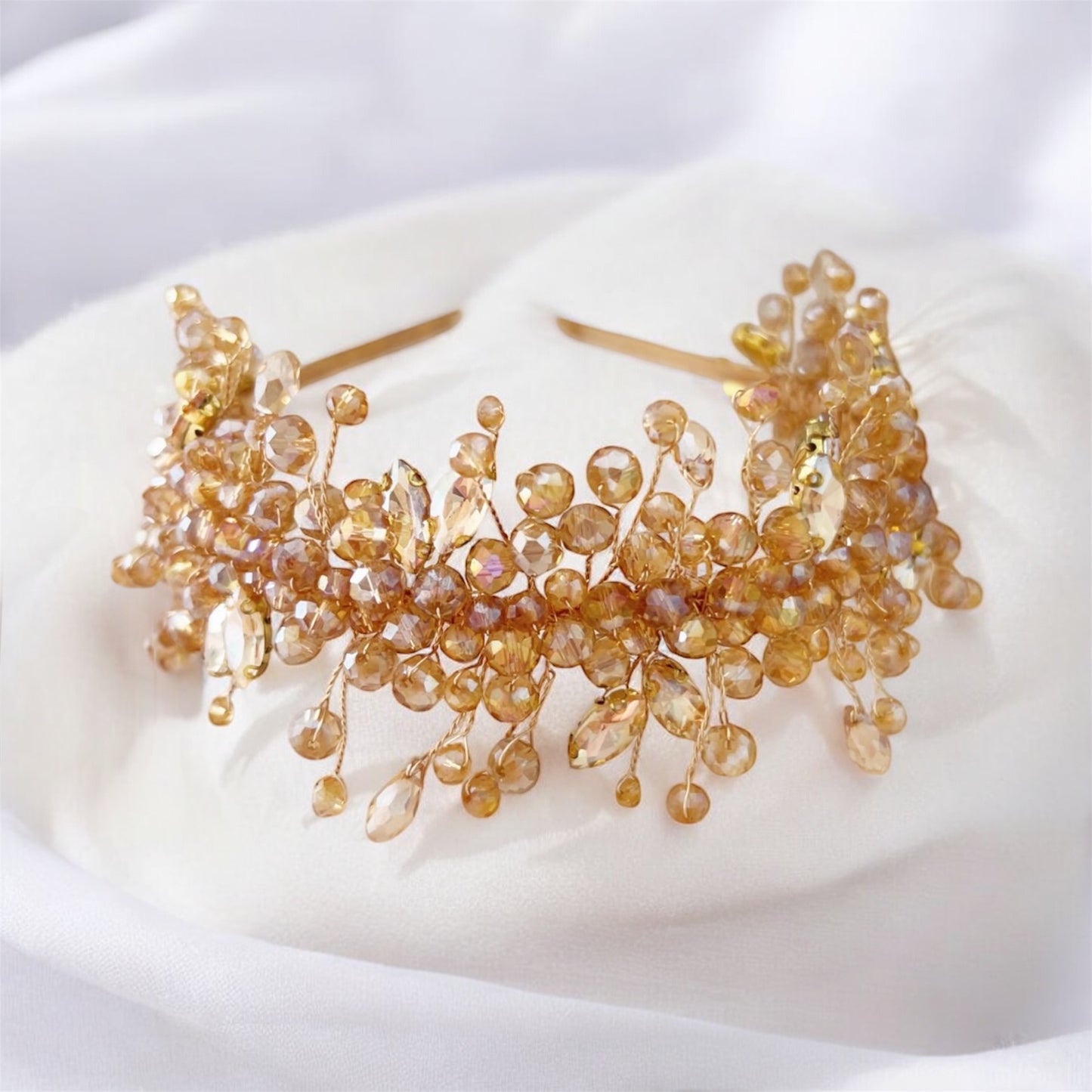 Champagne gold crystal headpiece