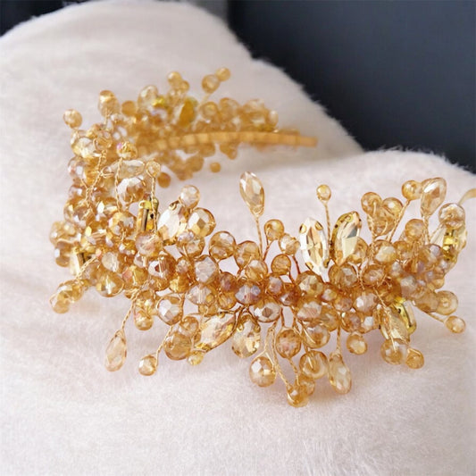 Champagne gold crystal headpiece