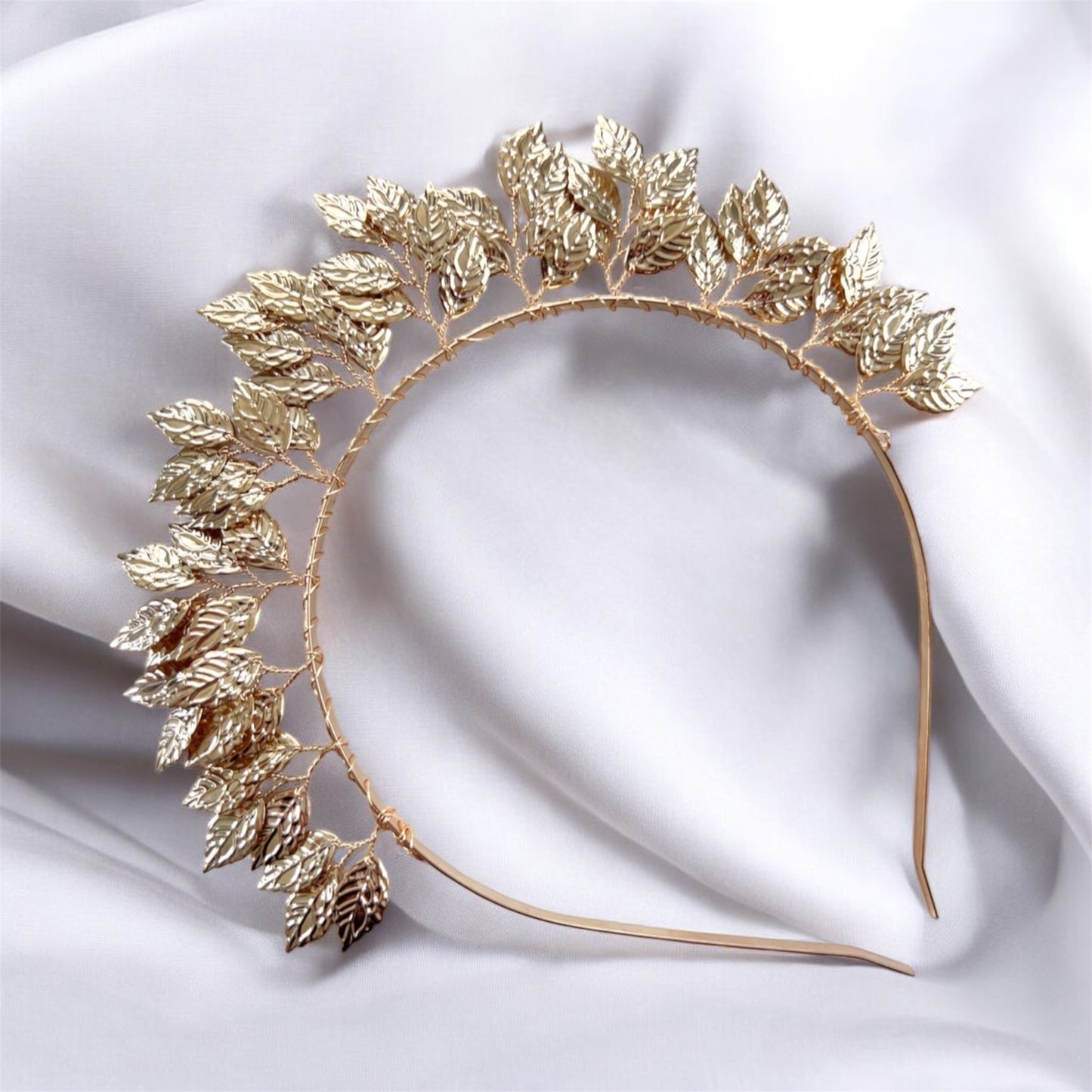 Gold leaf bridal headband