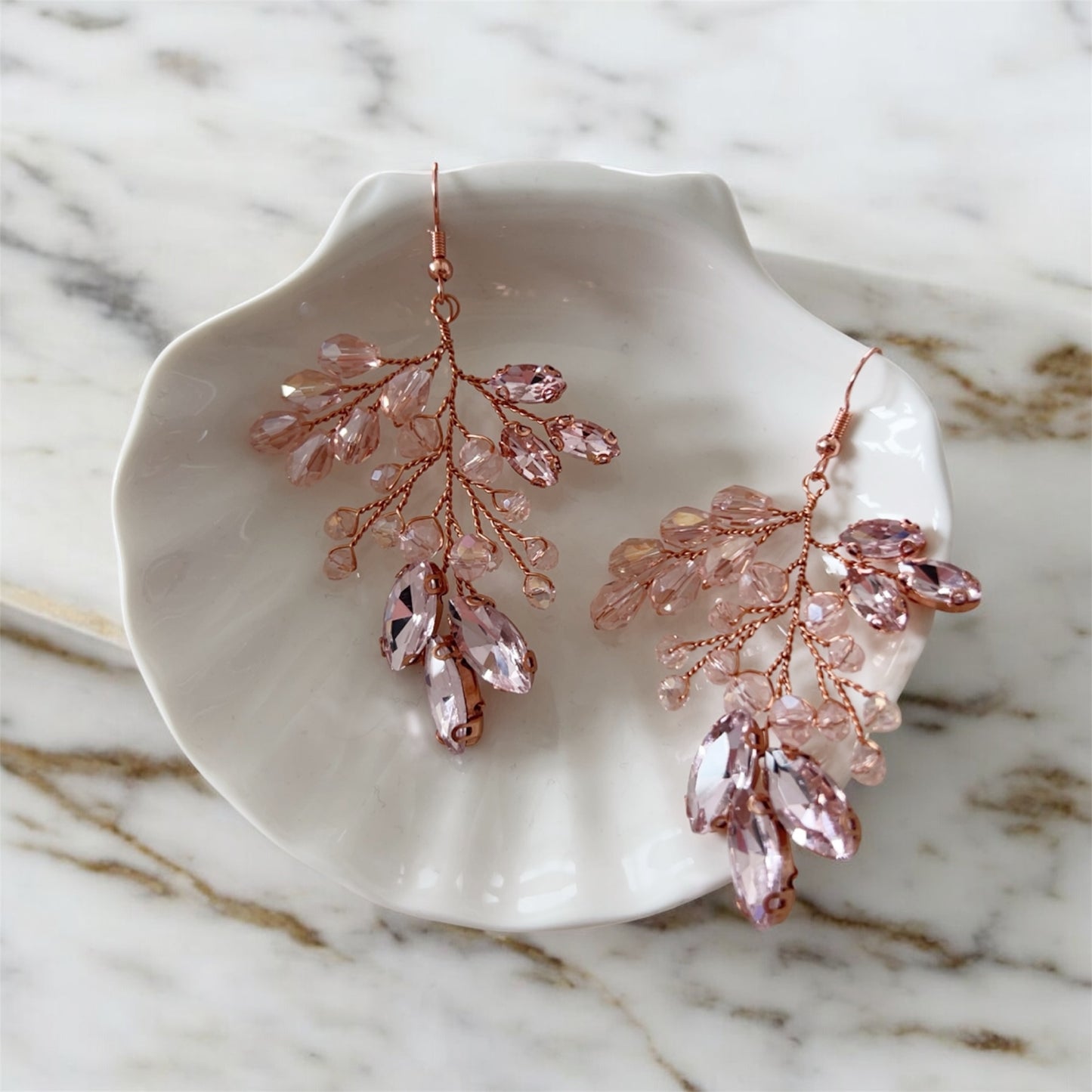 Pink Crystal Drop Earrings
