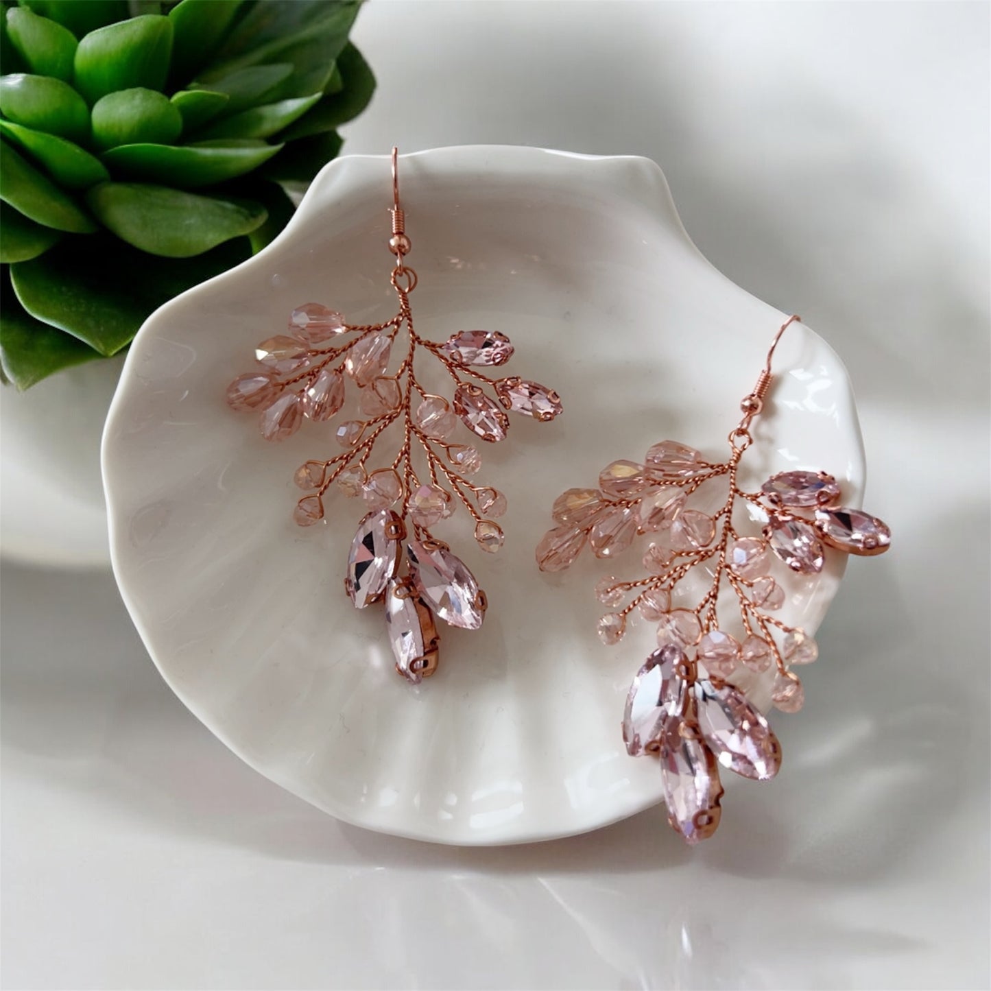Pink Crystal Drop Earrings