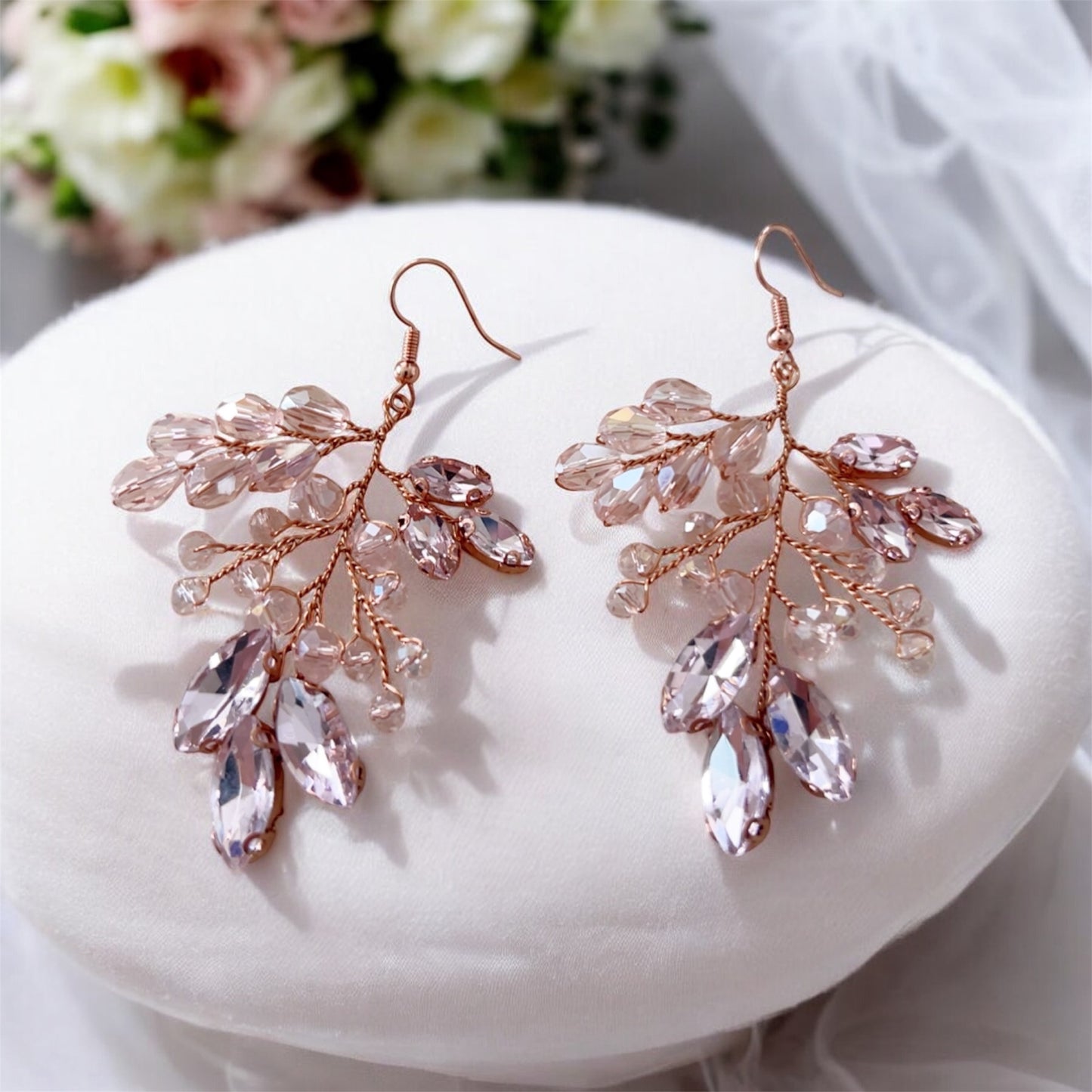 Pink Crystal Drop Earrings