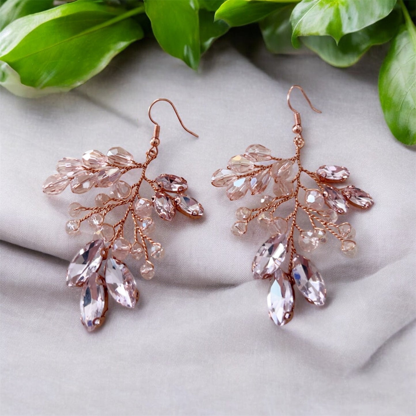 Pink Crystal Drop Earrings