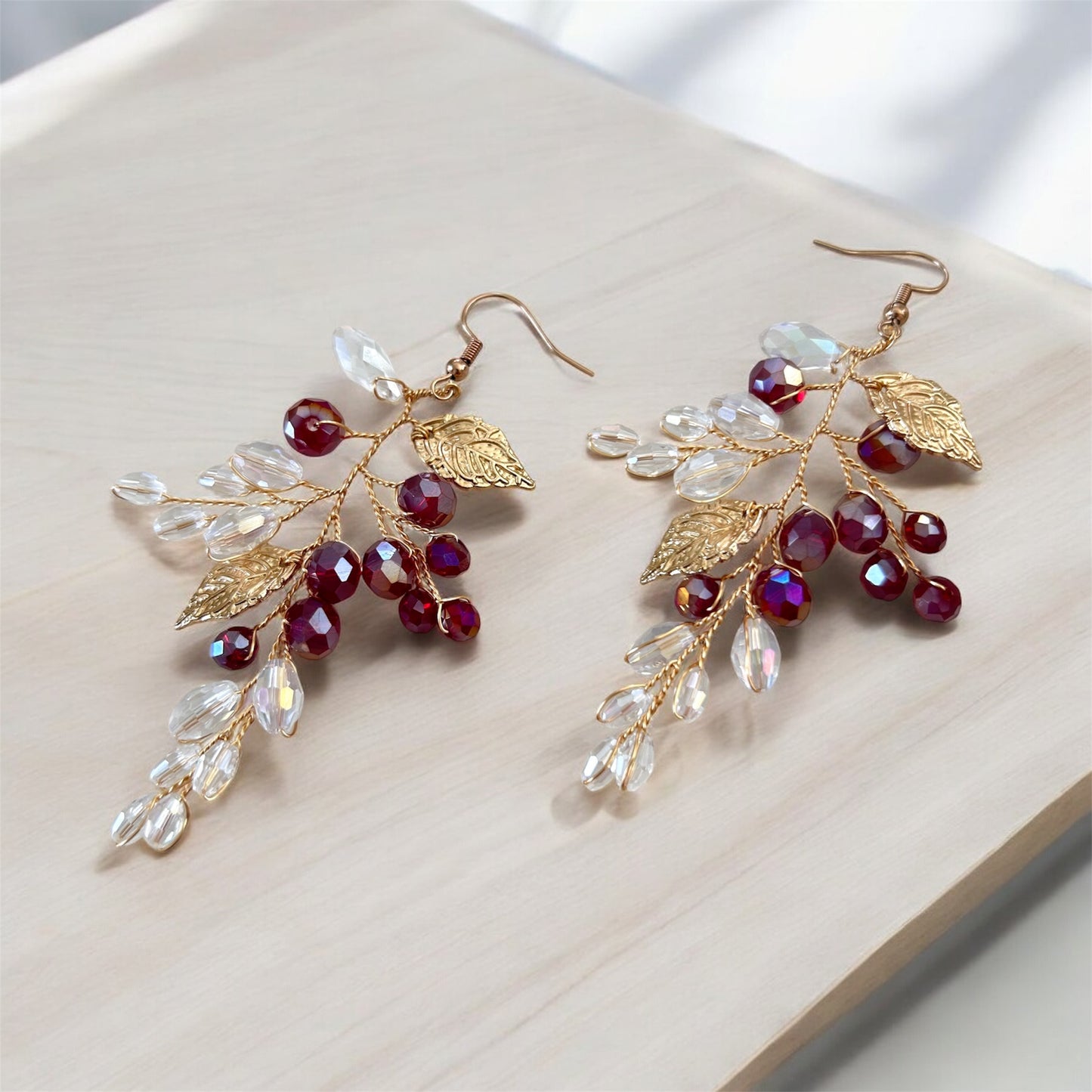 Wine Red Crystal Earrings