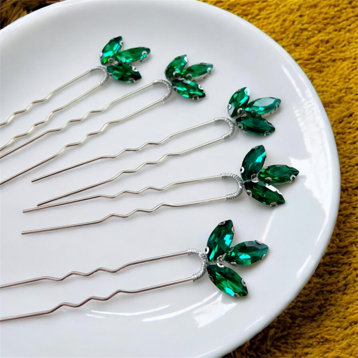 Emerald Green Hair Pin Set