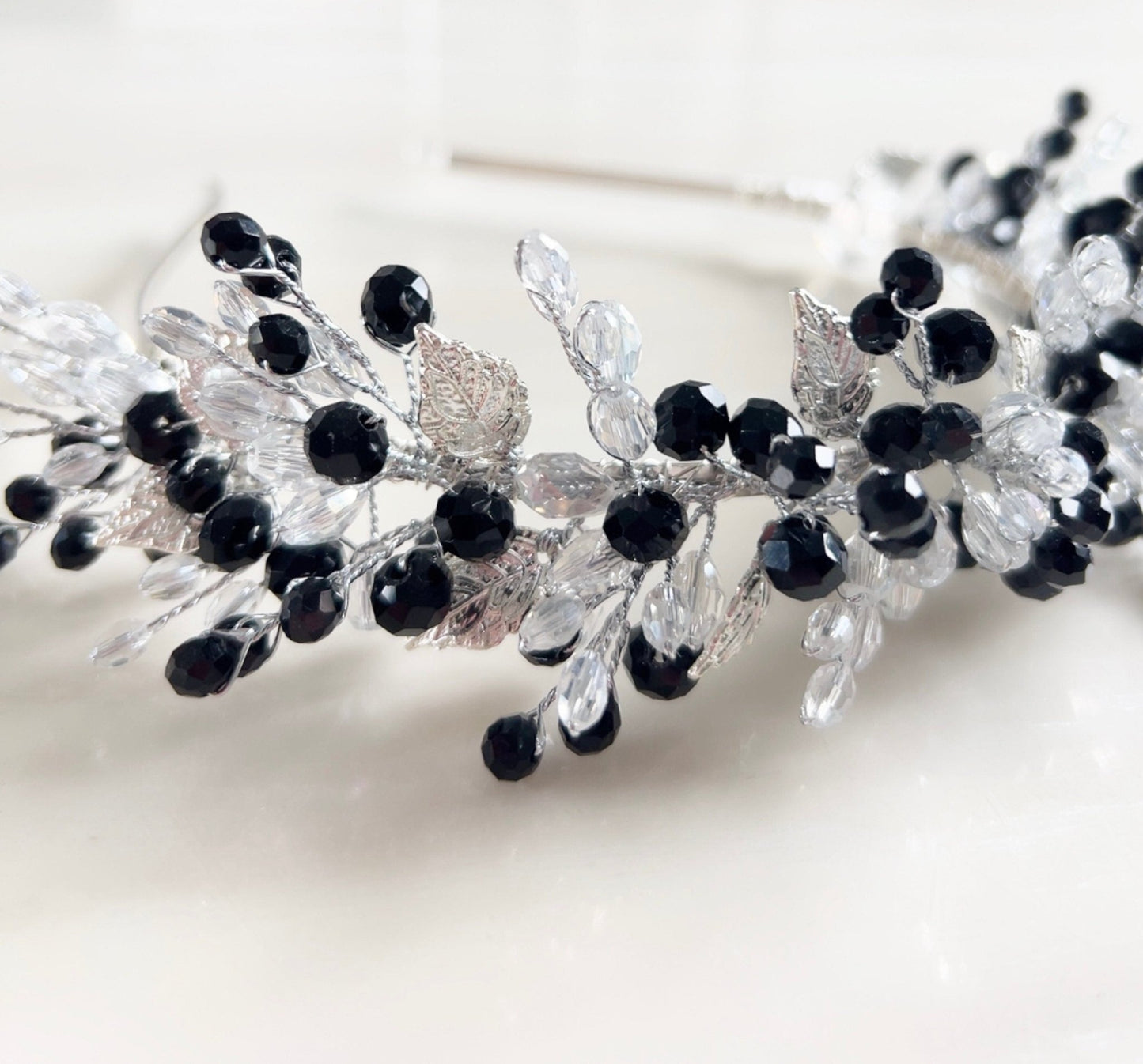 Black and silver crystal headband - Petal & Pearl