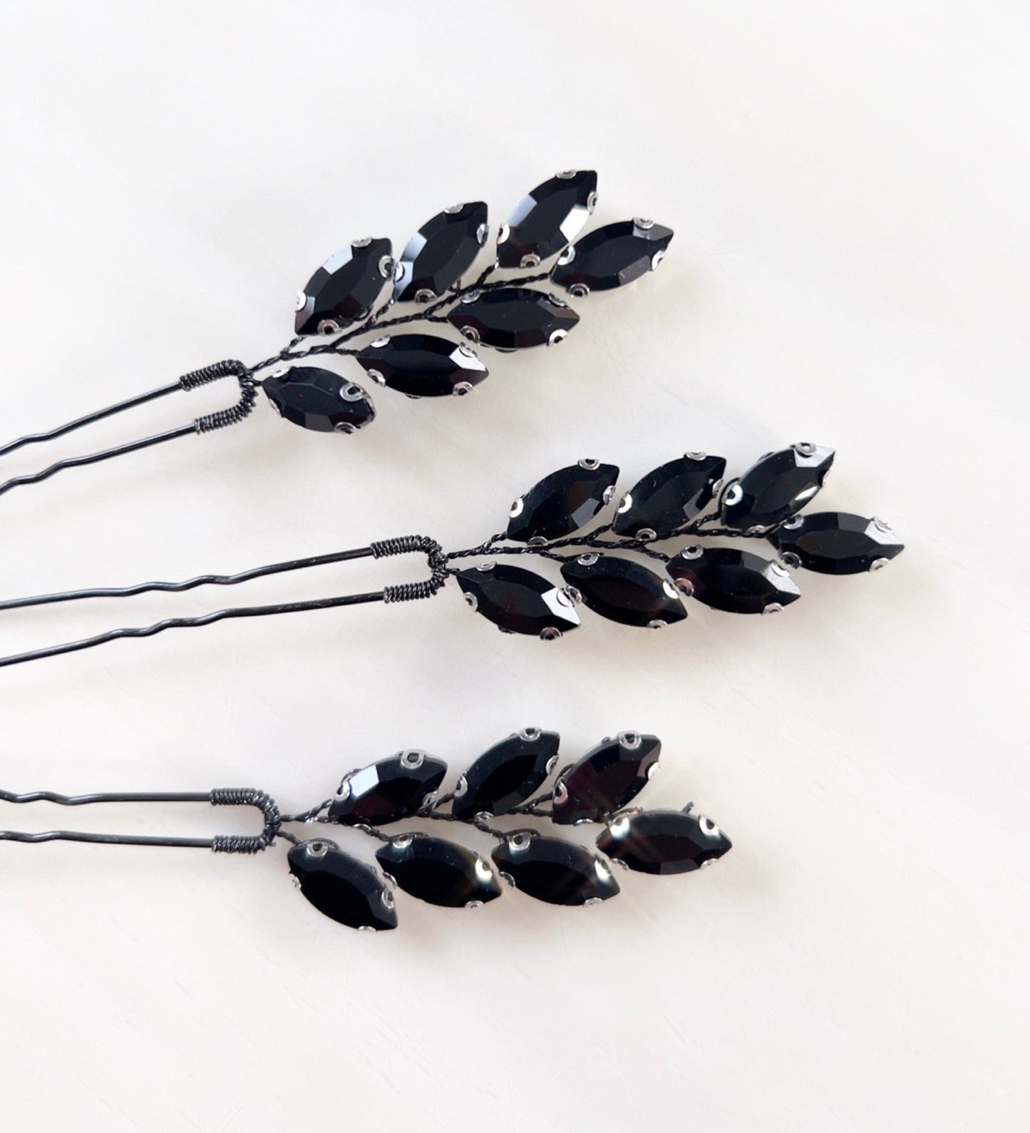 Black crystal hair pins - Petal & Pearl