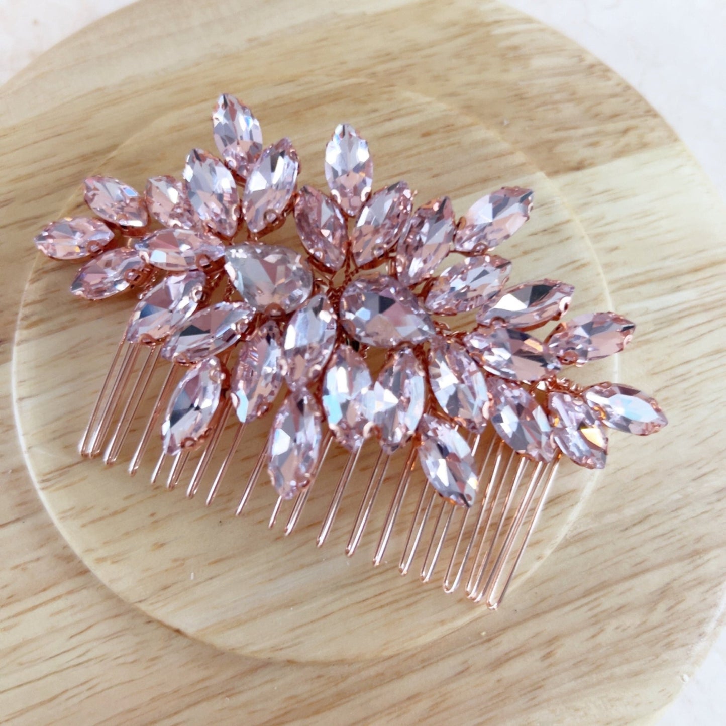 Blush pink crystal hair comb - Petal & Pearl