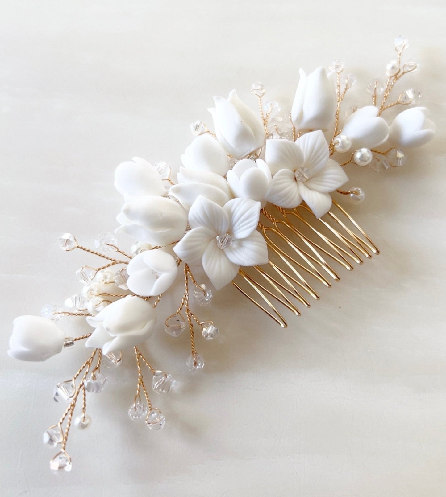 Bohemian bridal hair comb - Petal & Pearl