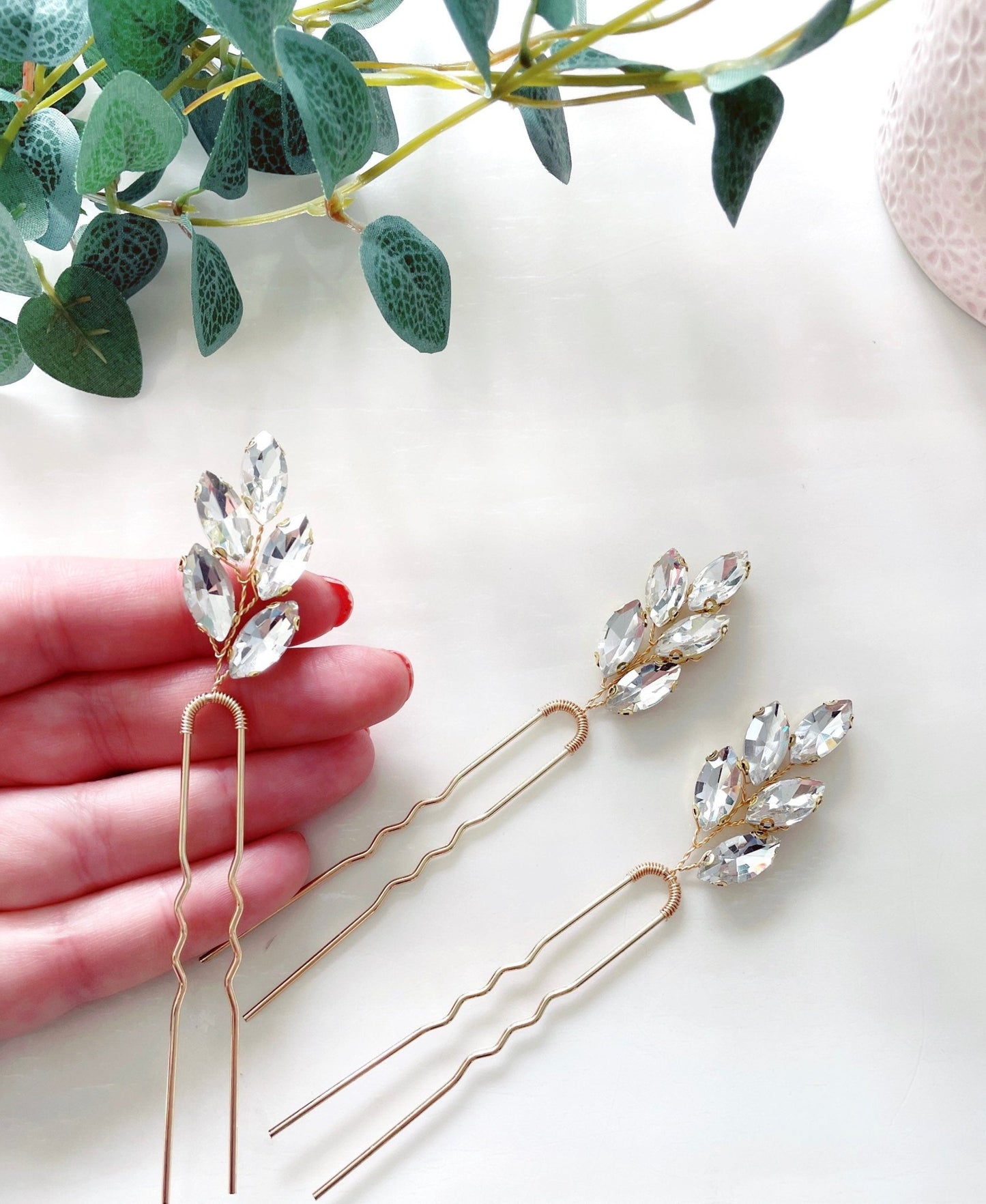 Crystal hair pins - Petal & Pearl