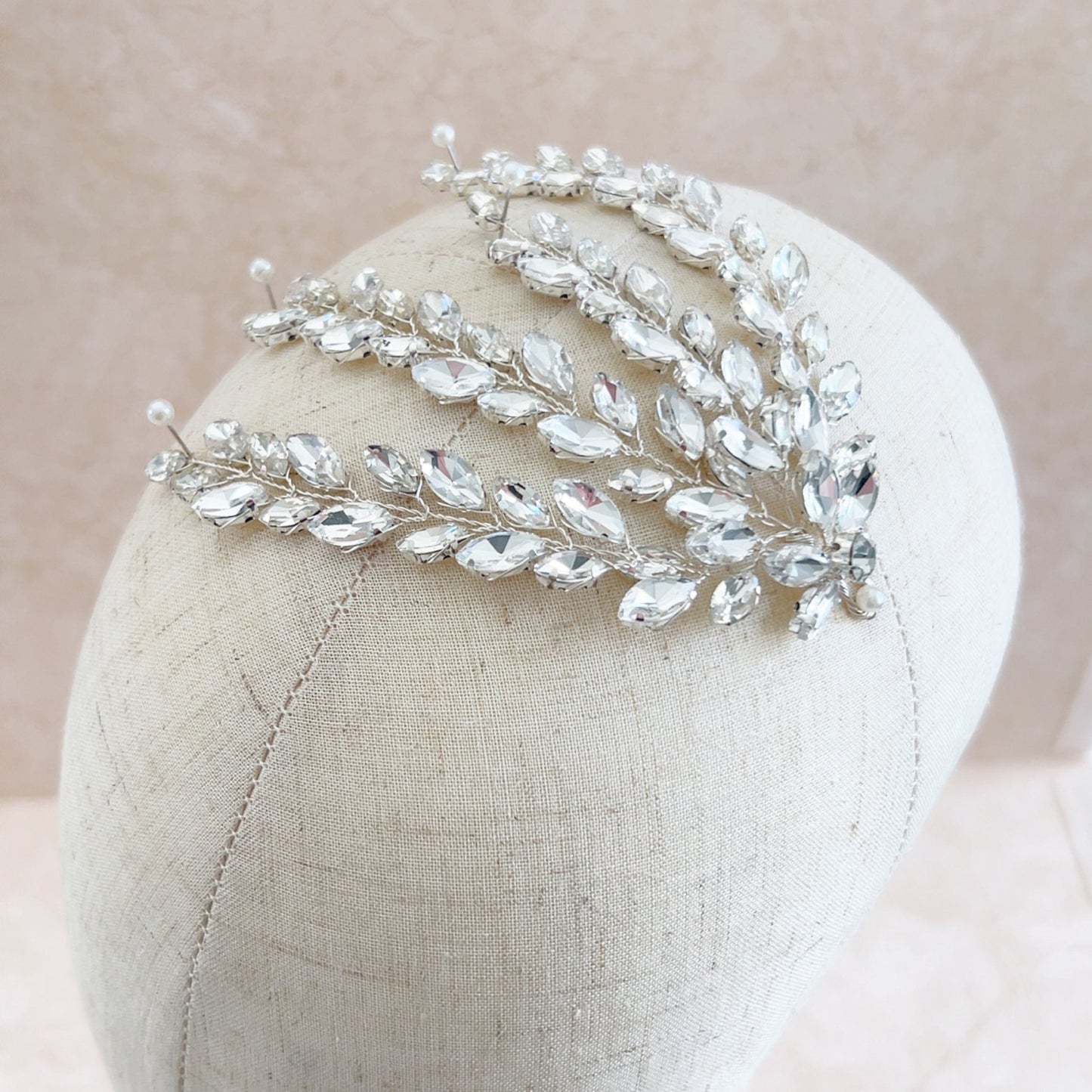 Crystal leaf bridal headpiece - Petal & Pearl