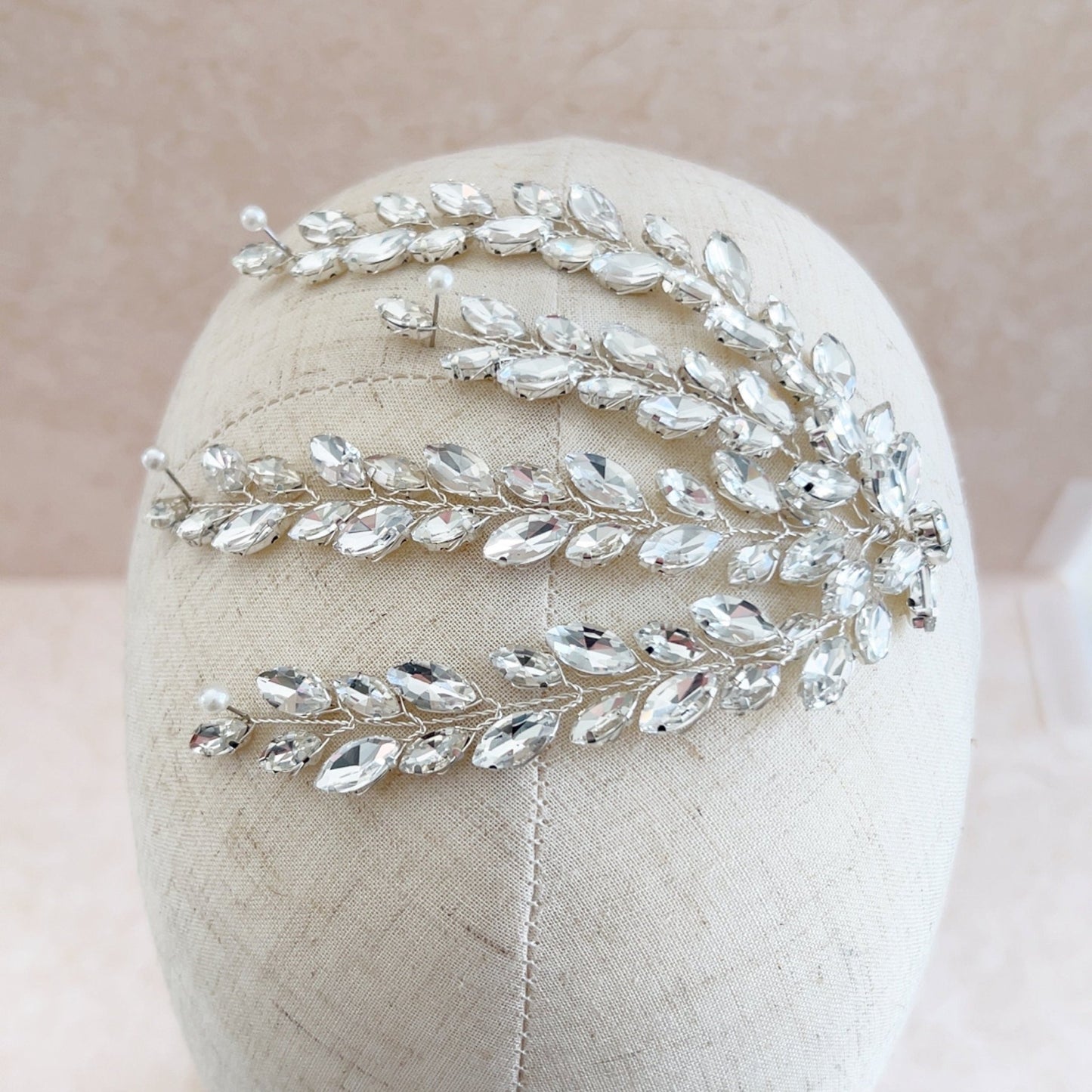 Crystal leaf bridal headpiece - Petal & Pearl