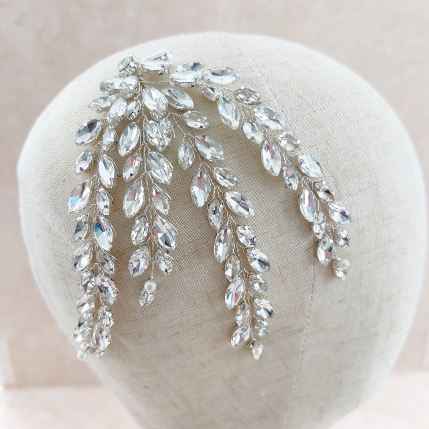 Crystal leaf bridal headpiece - Petal & Pearl