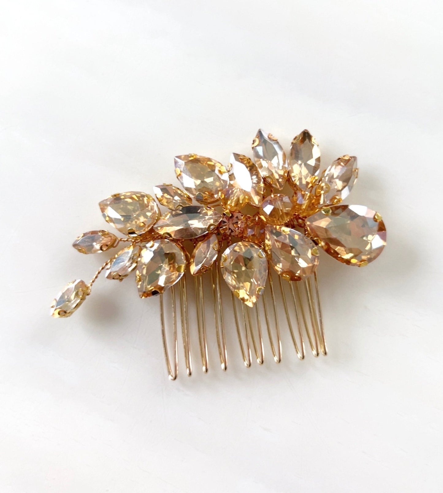 Delicate gold crystal hair comb - Petal & Pearl