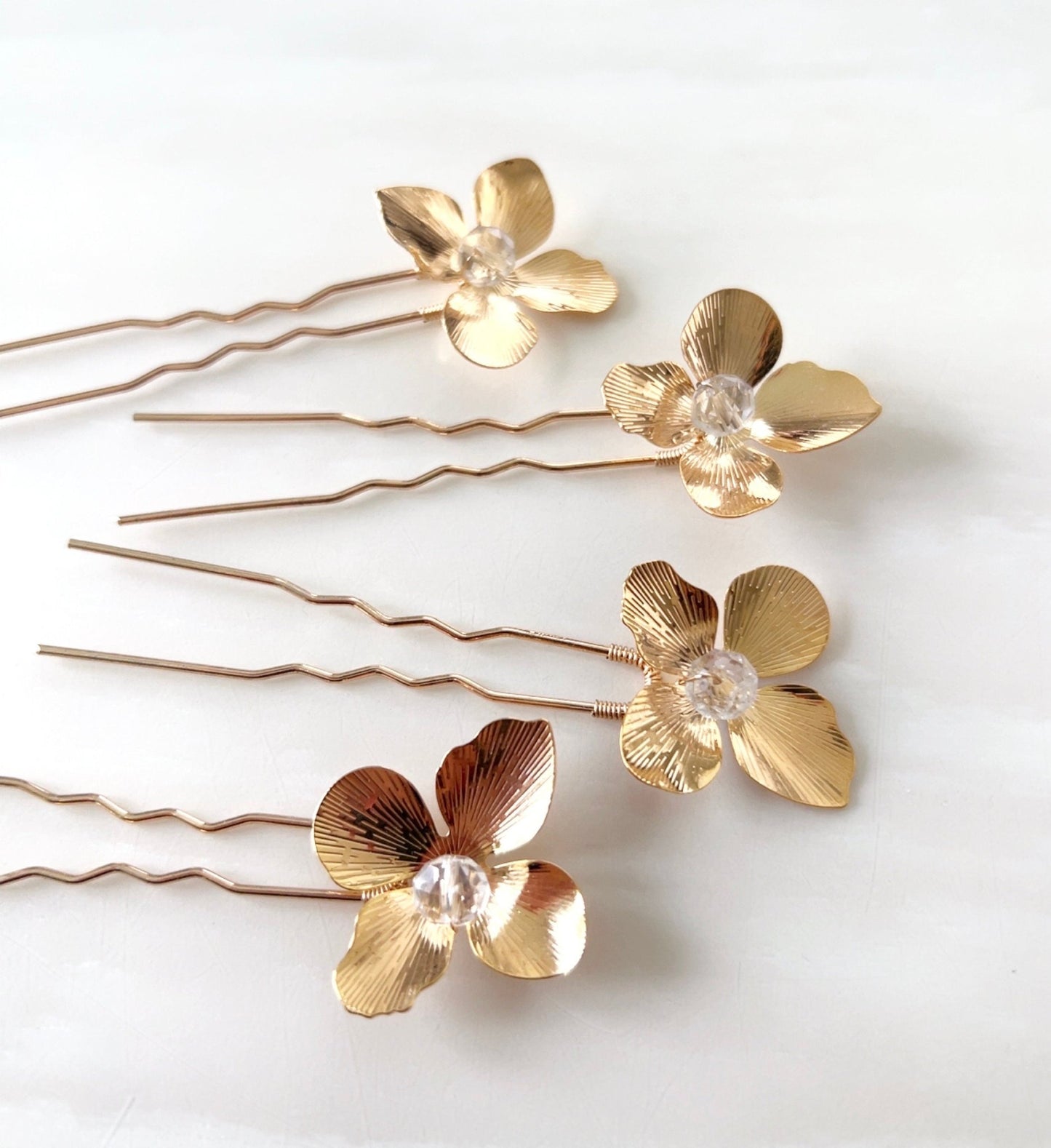 Elegant gold Flower Hair Pins - Petal & Pearl