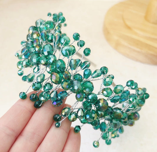 Emerald crystal headband - Petal & Pearl