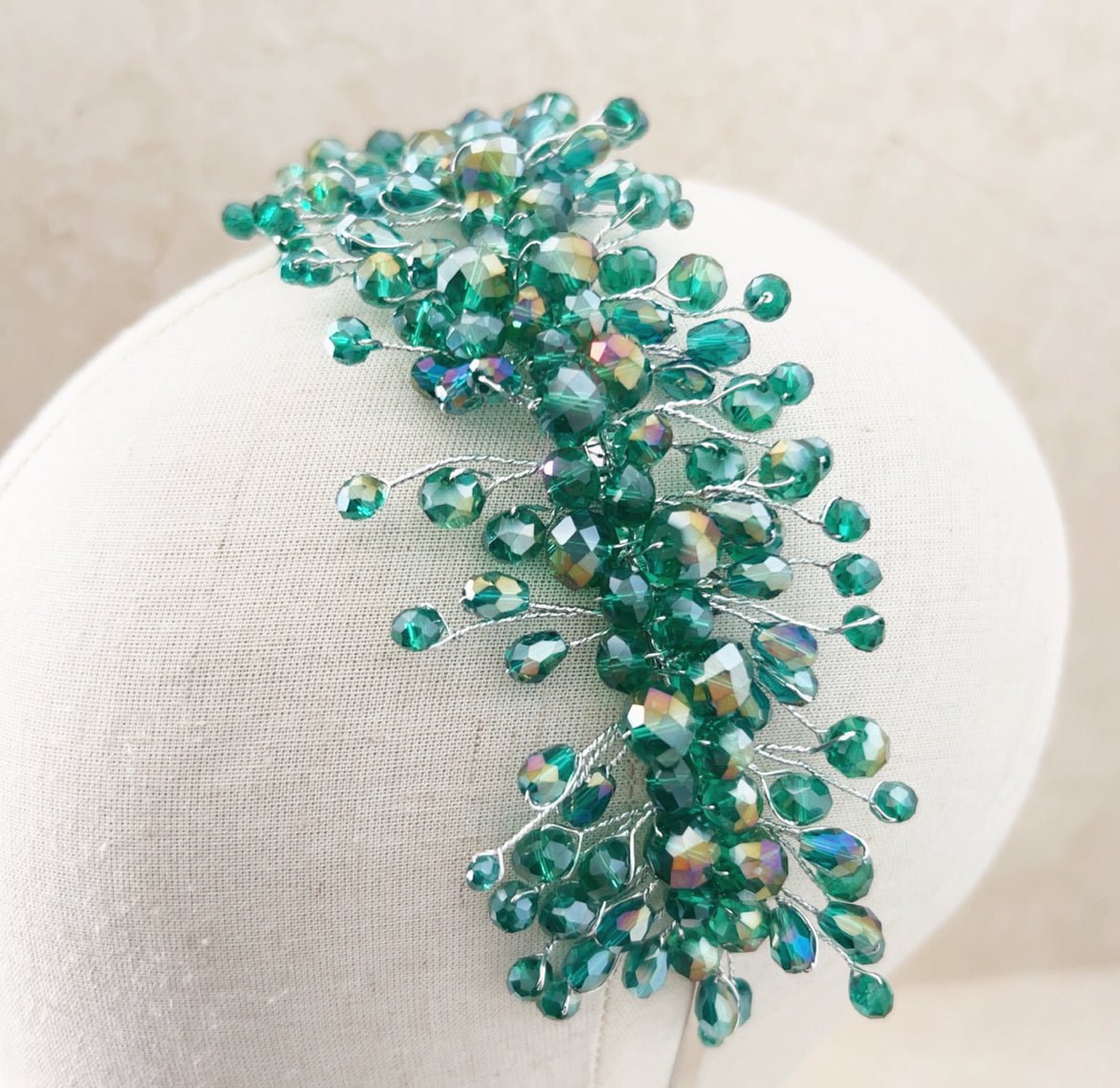 Emerald crystal headband - Petal & Pearl