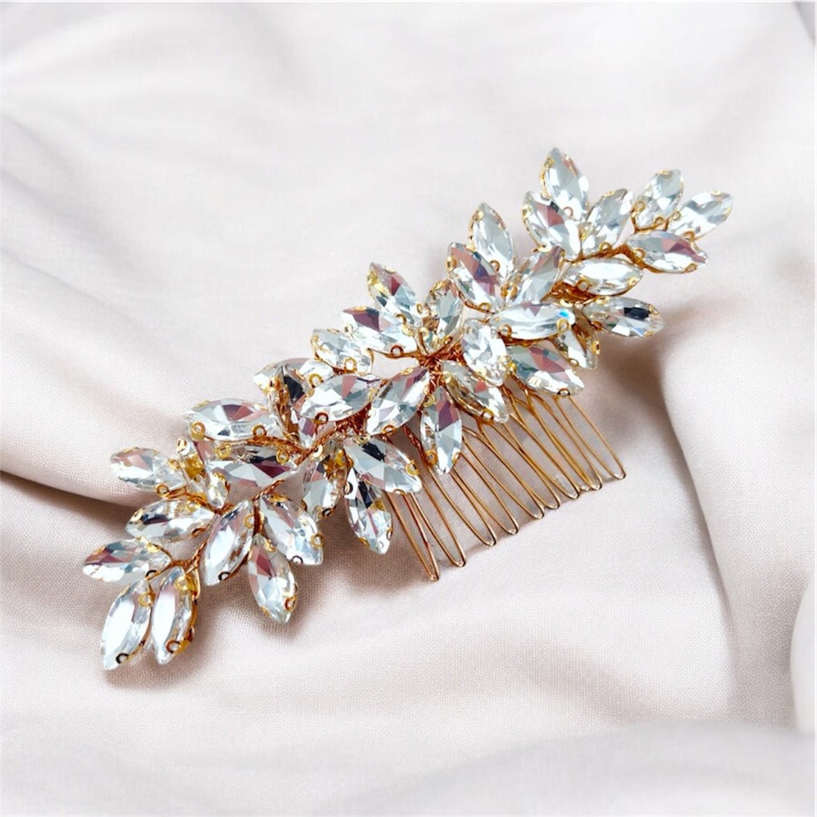Enya gold crystal hair comb - Petal & Pearl