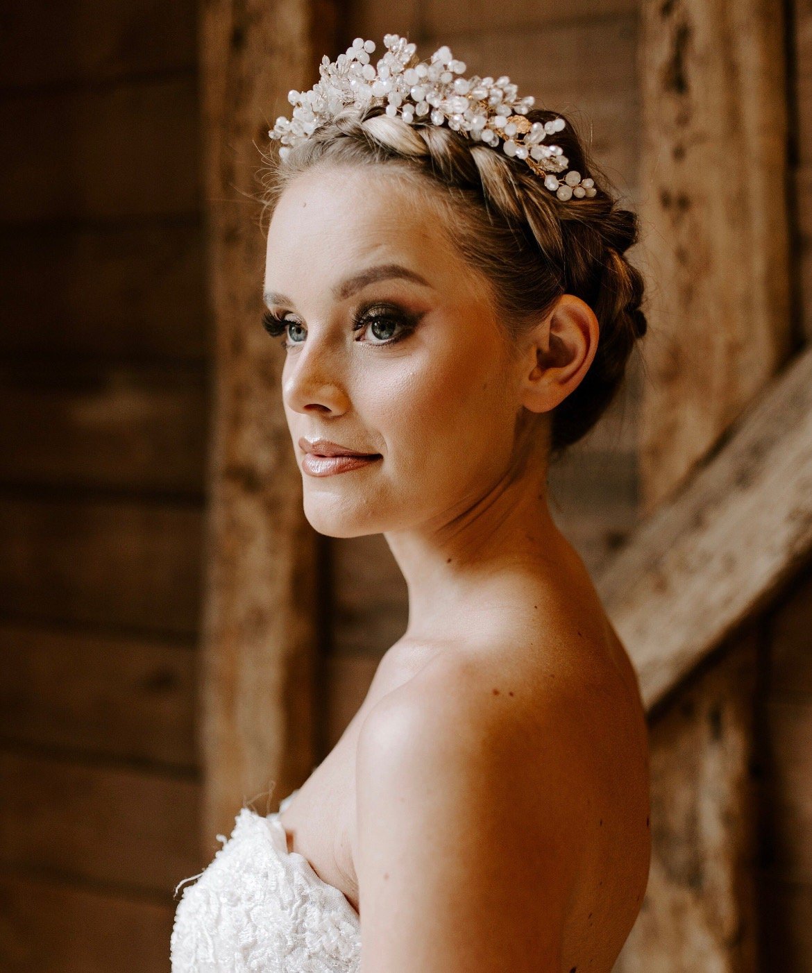 Gold bohemian inspired Bridal headpiece - Petal & Pearl