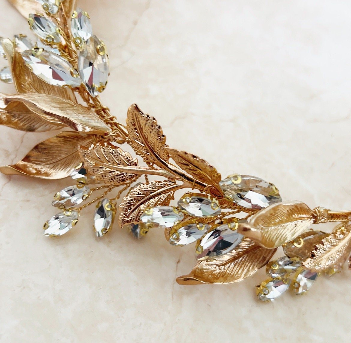 Gold Bridal headpiece - Petal & Pearl