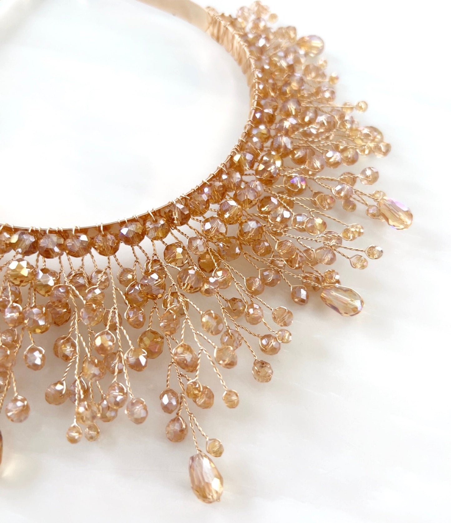 Gold crystal bridal crown - Petal & Pearl