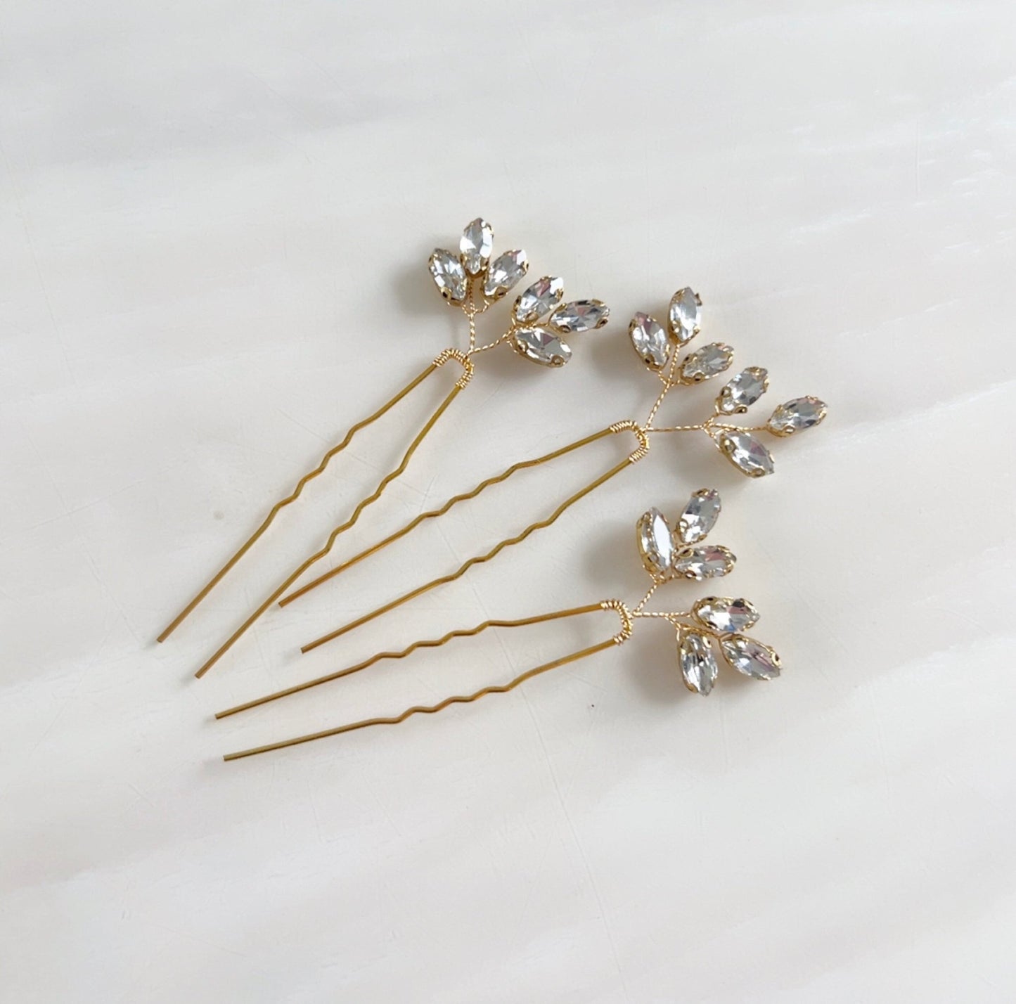 Gold crystal hair pins - Petal & Pearl