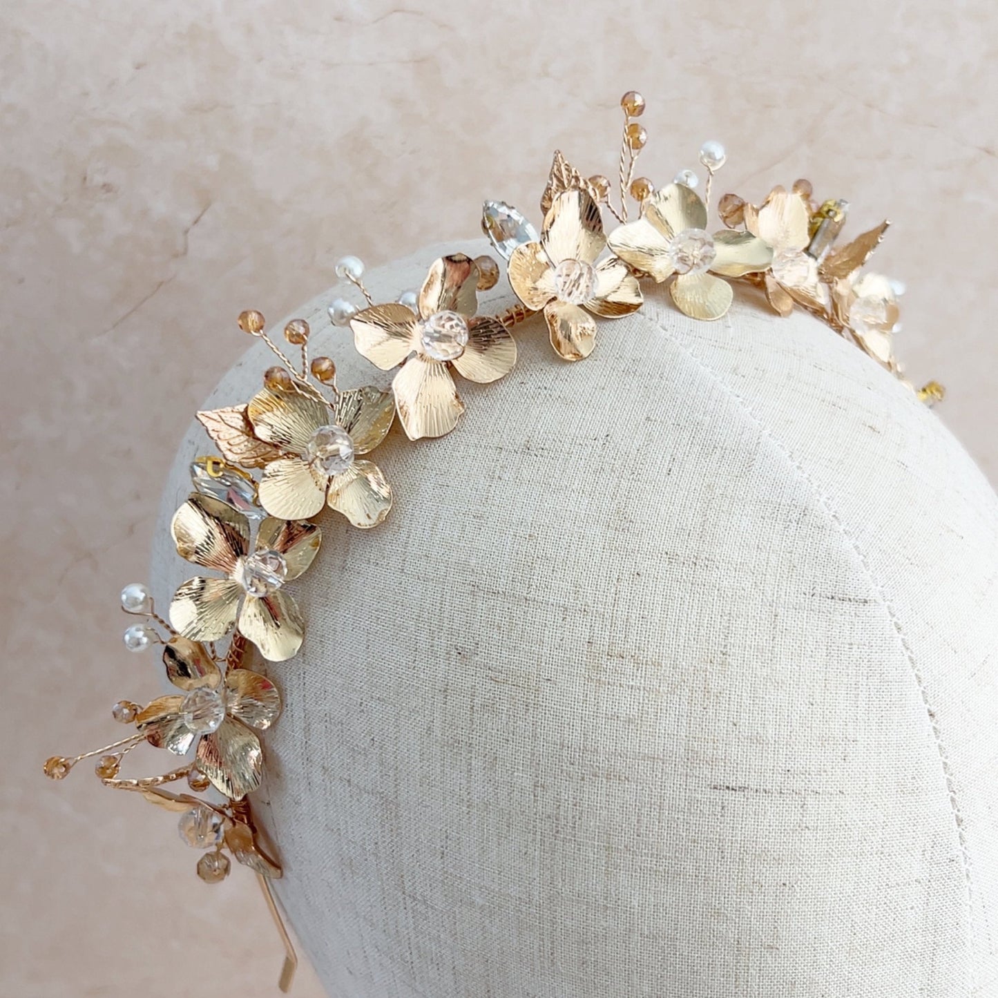 Gold Flower bridal headband - Petal & Pearl