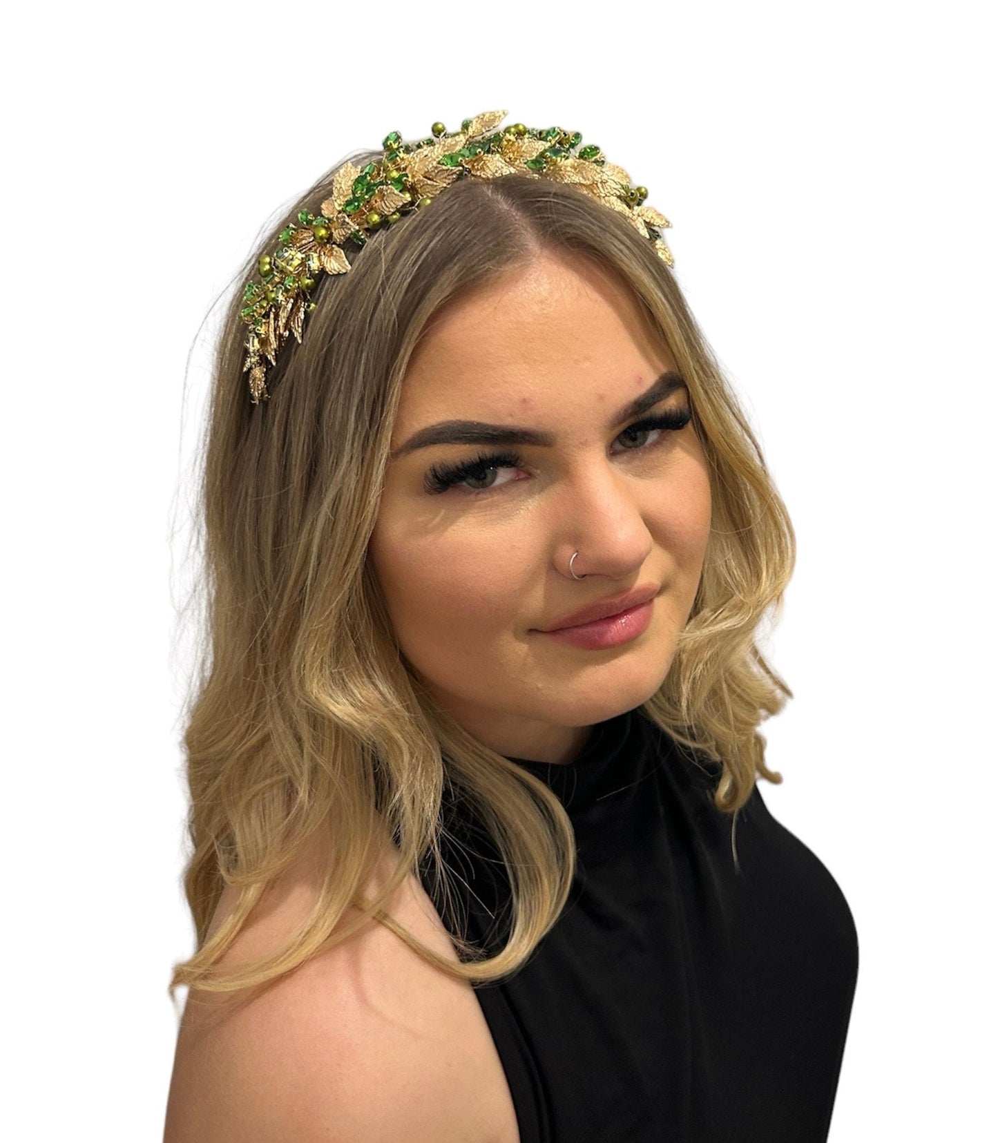 Gold leaf bohemian bridal headband - Petal & Pearl