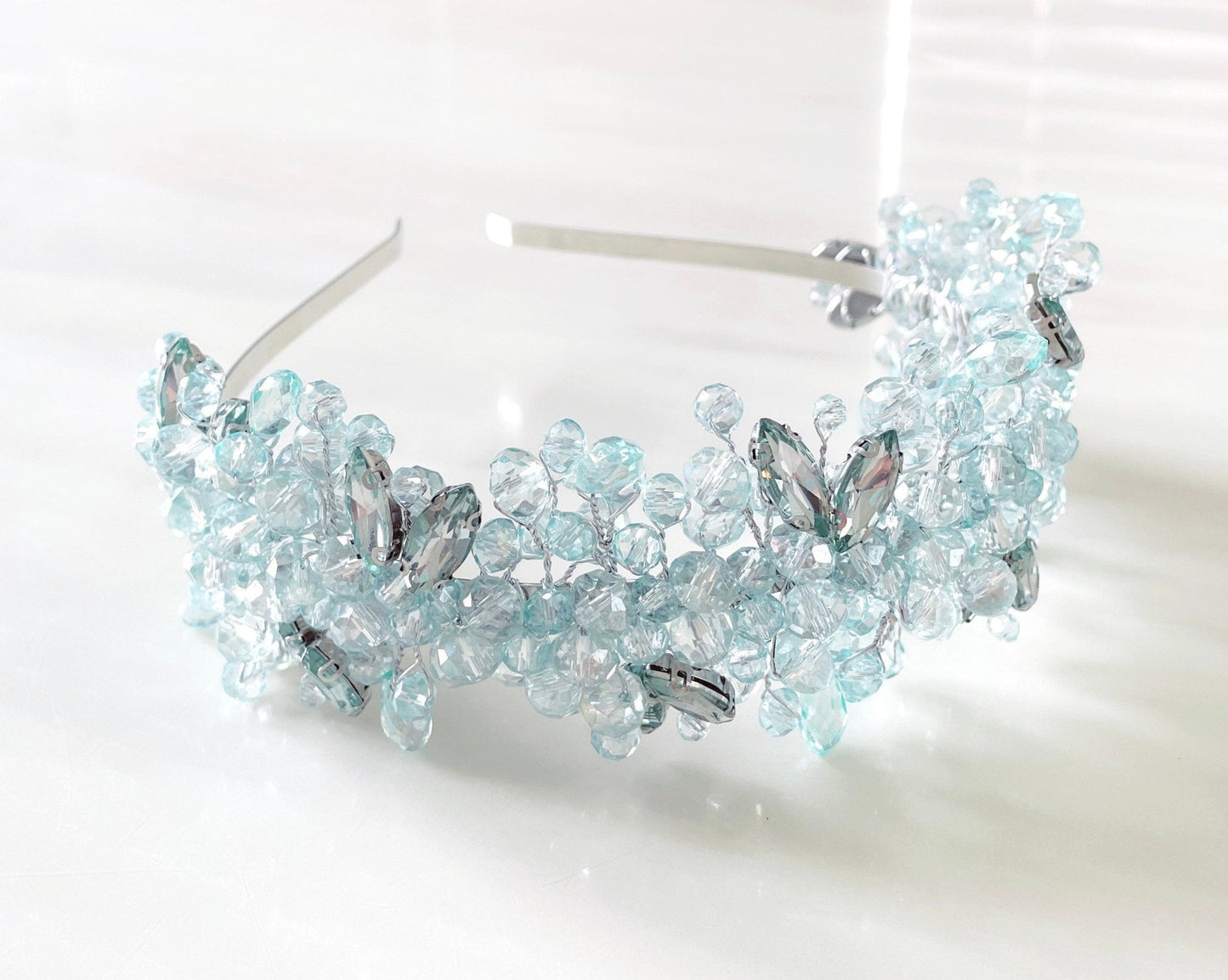 green crystal headband - Petal & Pearl