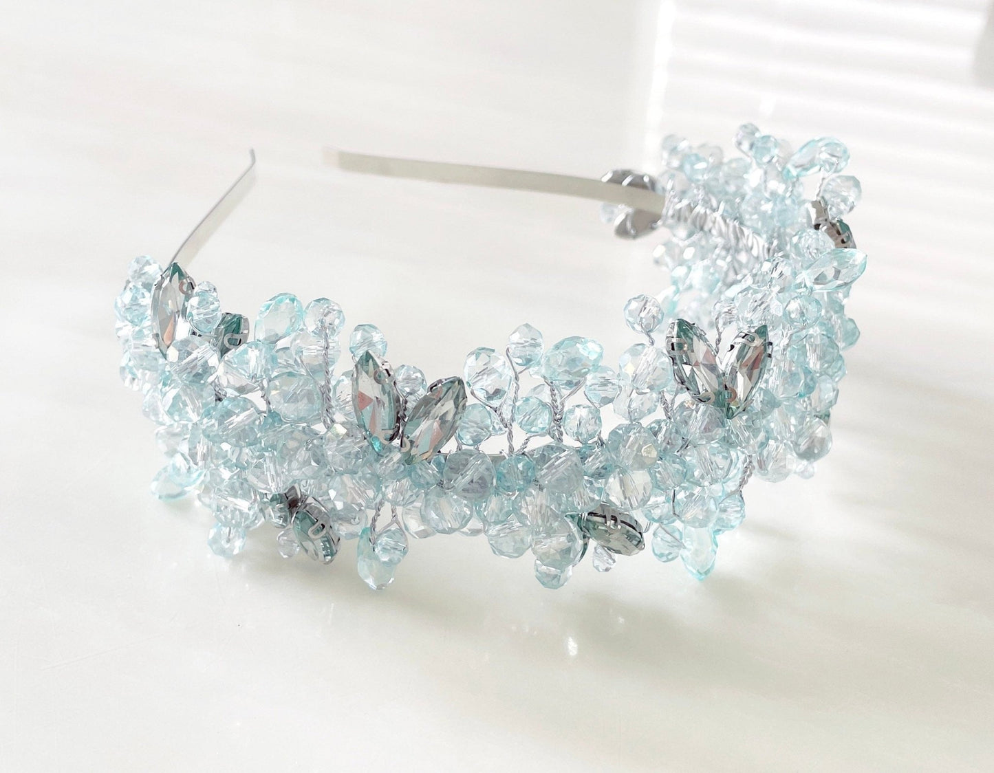 green crystal headband - Petal & Pearl