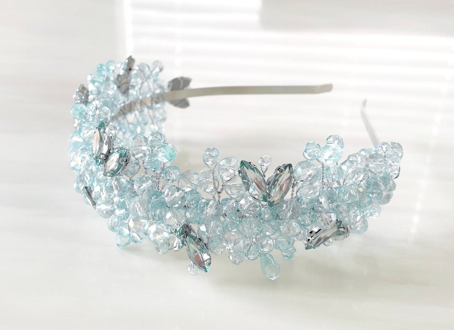 green crystal headband - Petal & Pearl