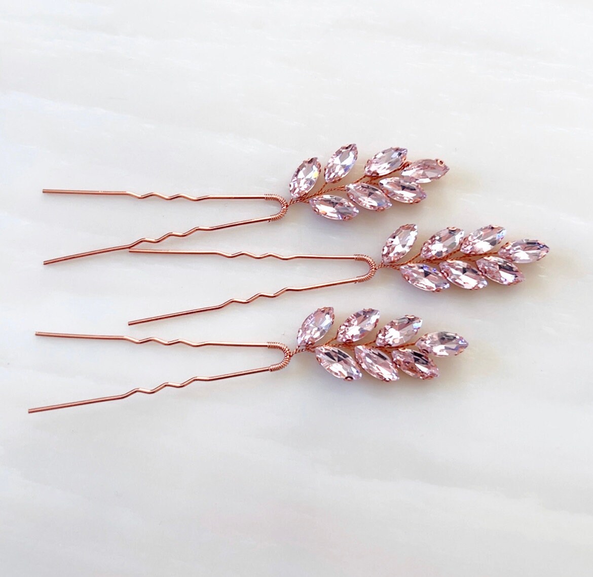 Pink and rose gold hair pins