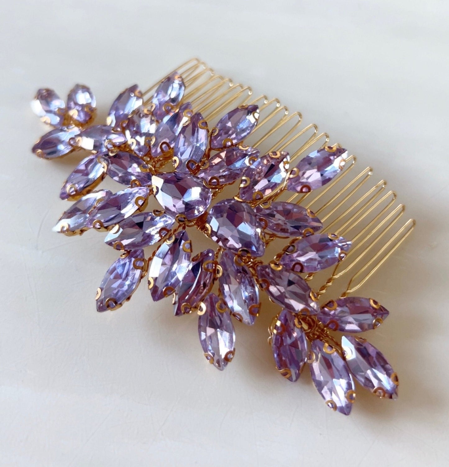 Lilac crystal hair comb - Petal & Pearl