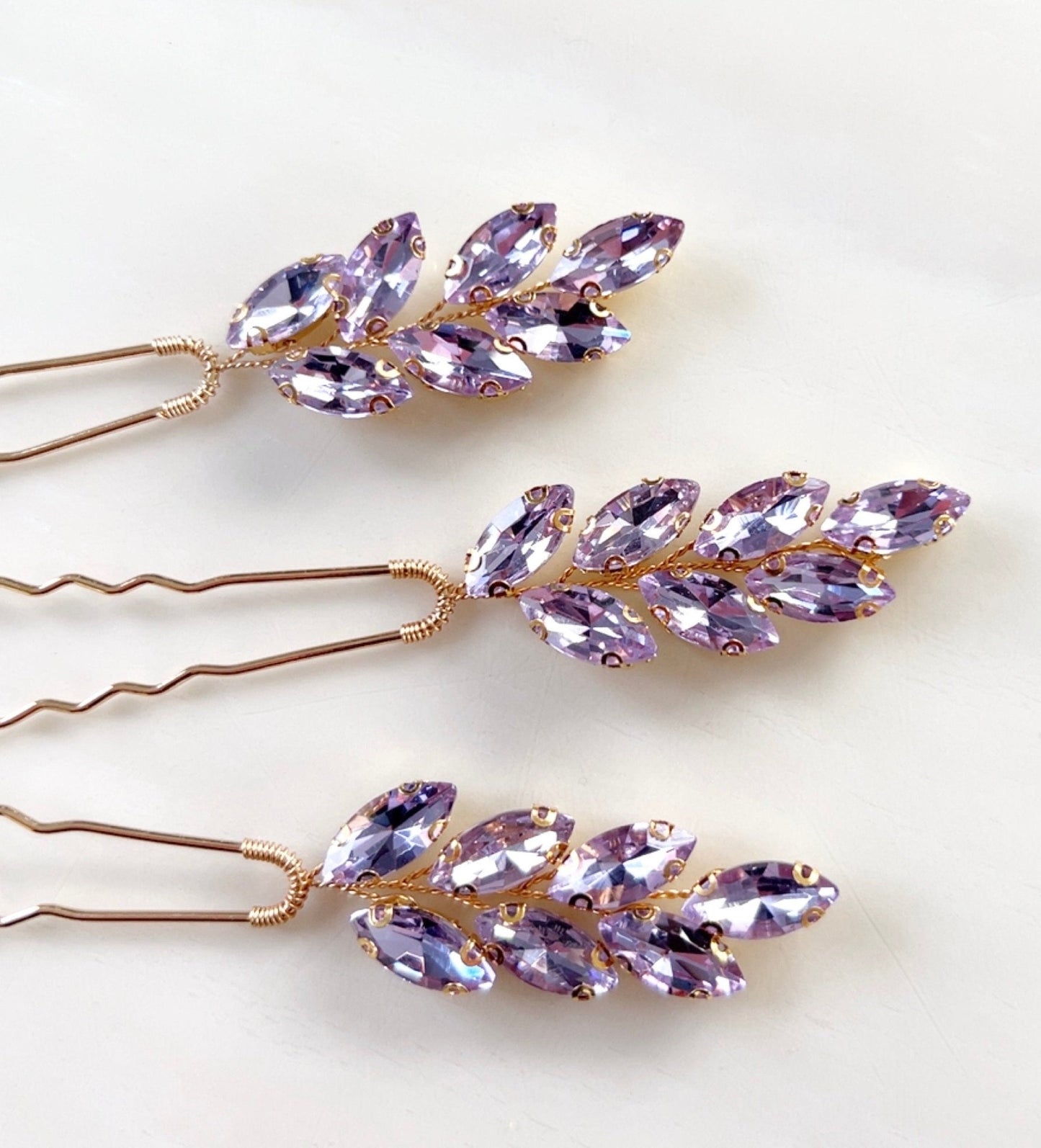 Lilac crystal hair pins - Petal & Pearl