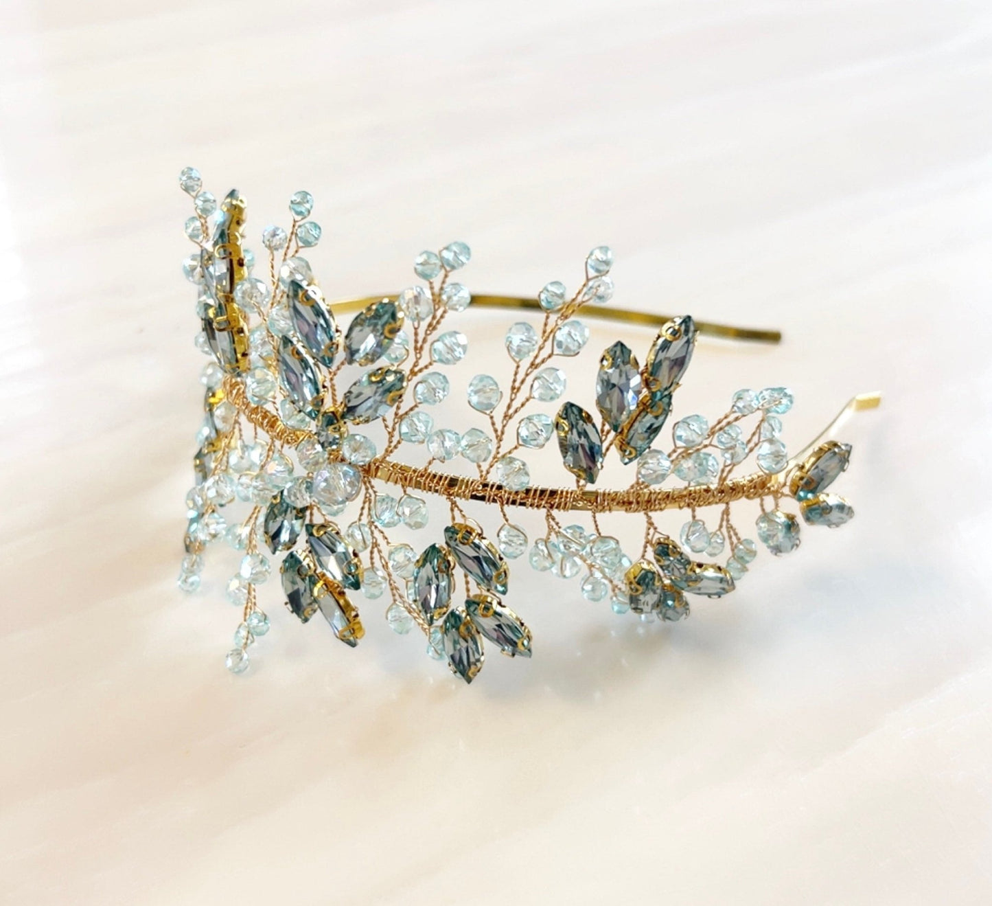 Mint green crystal headband - Petal & Pearl