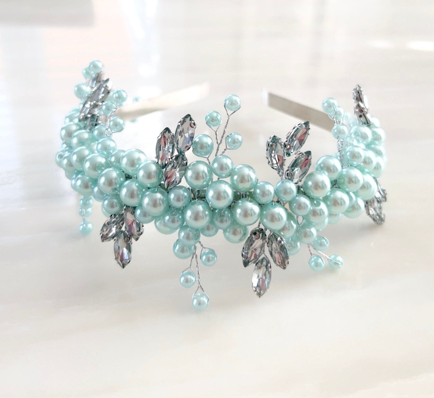 Mint green pearl headpiece - Petal & Pearl