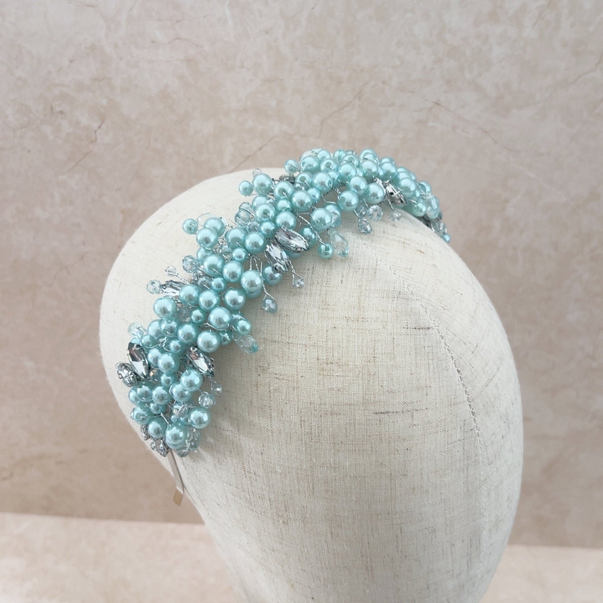 Mint green pearl headpiece - Petal & Pearl